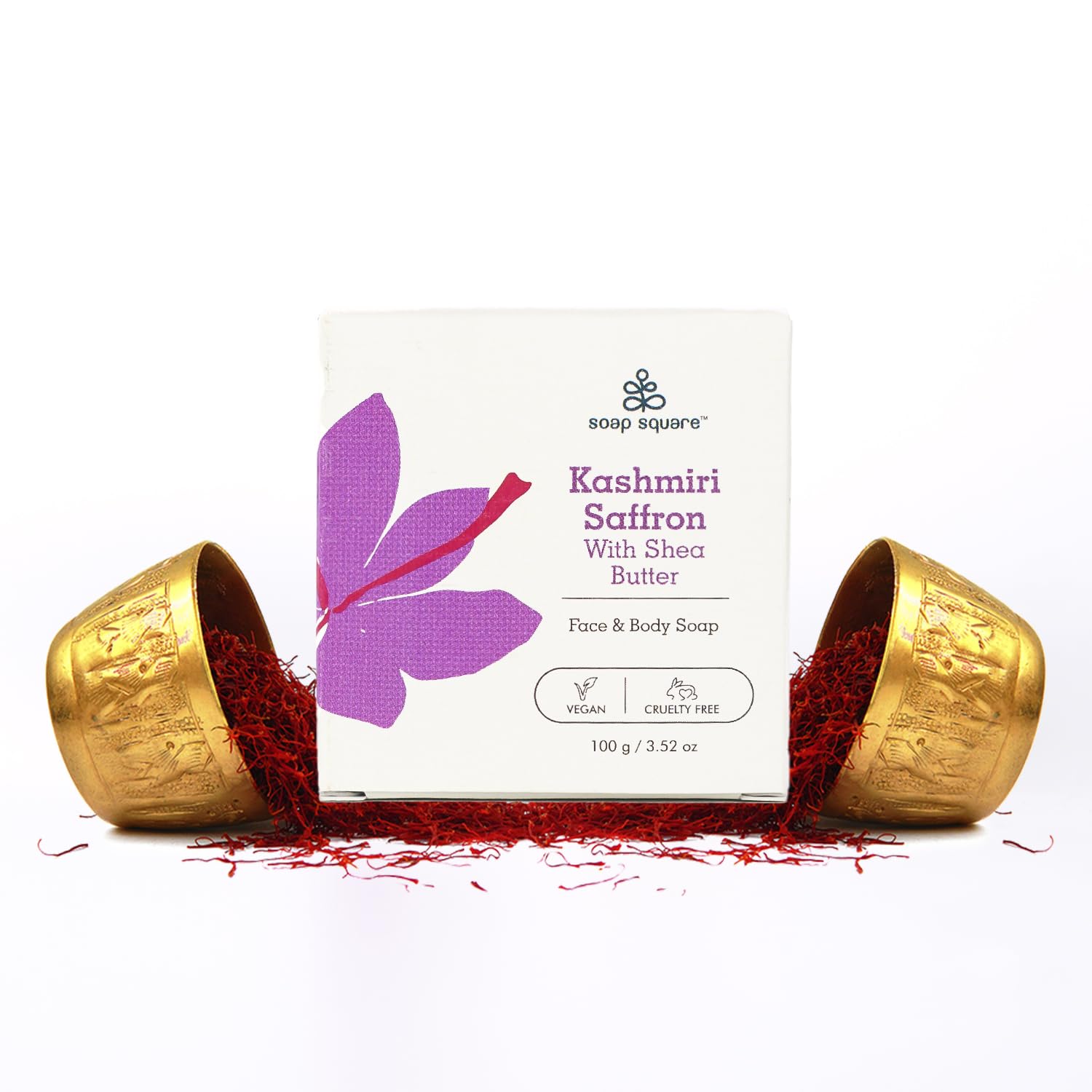 Kashmiri Saffron & Shea Butter Soap Bar - 100g SLS Free, Paraben Free, Cruelty-Free, Vegan Handmade Soap for Sensitive Skin - Perfect for Daily Bathing, Spa Treatment & Luxury Gifts