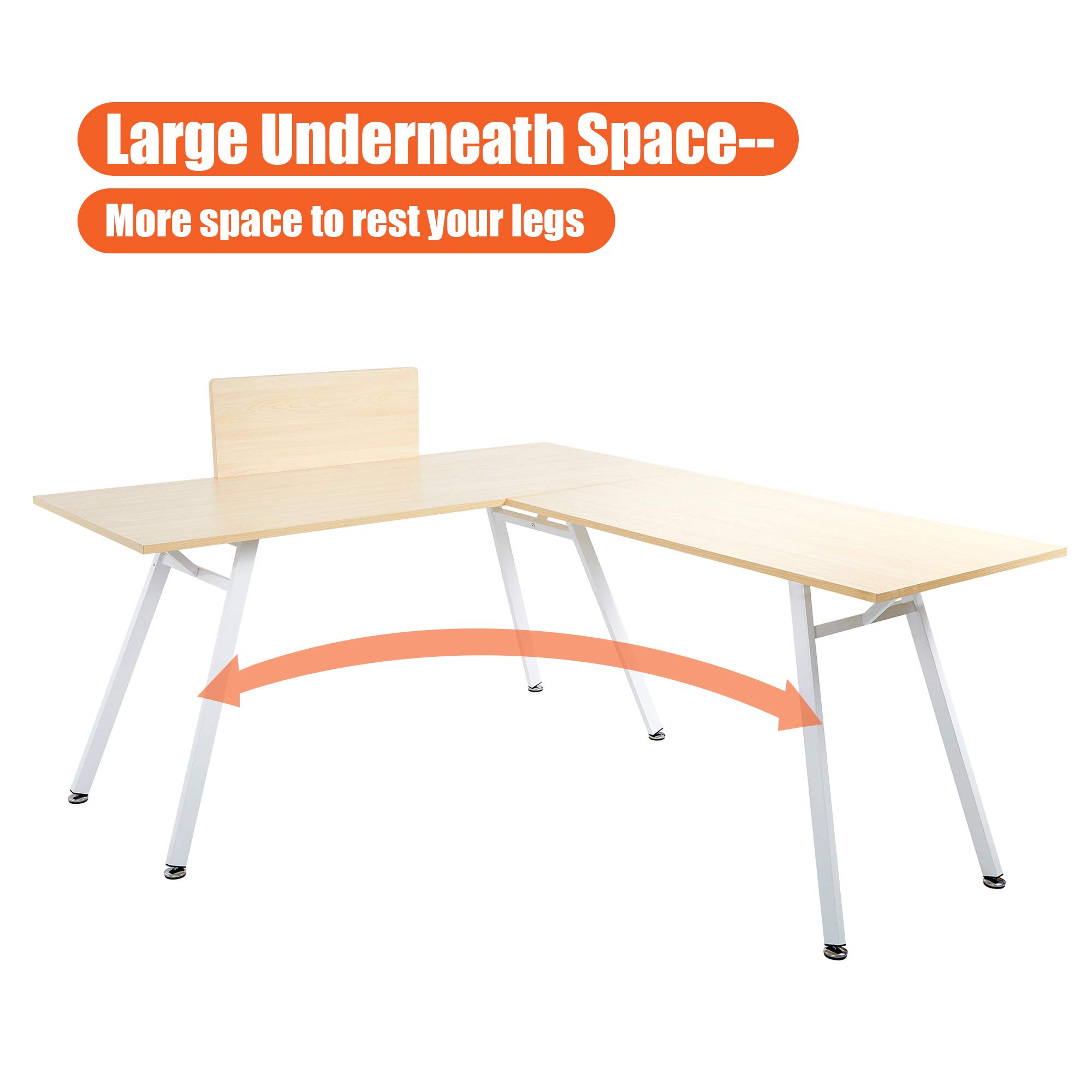 L Shaped Home Office Desk 59”x 67” Corner Computer Desk for Gaming, Writing & Workstation - Easy Assembly, Natural MDF Wood Finish - Perfect for Small Spaces, Home Office & Gaming Setup