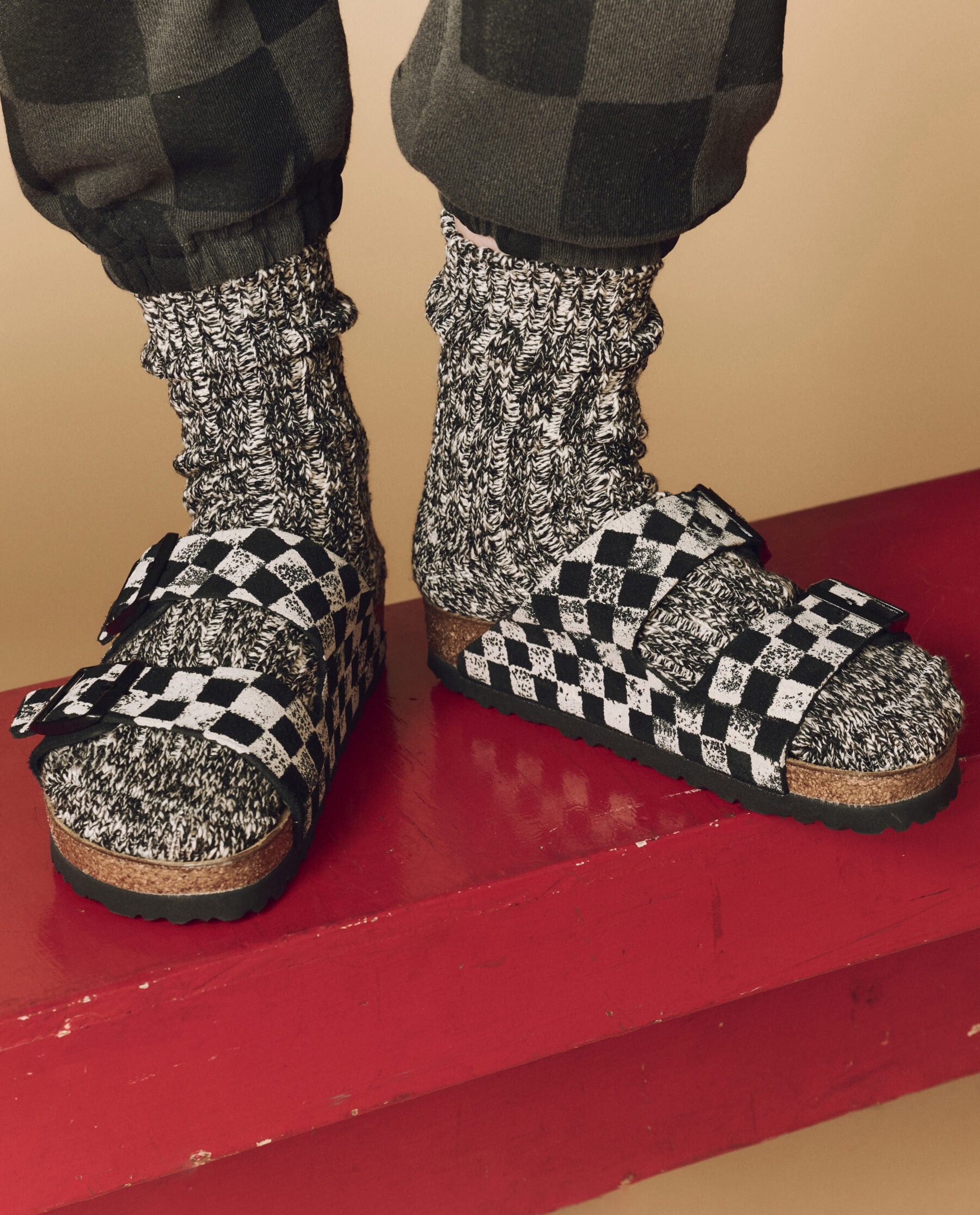 Hand Stamped Birkenstock Arizona Sandals - Black & Cream Check Leather - Comfortable & Stylish for Casual Wear, Travel & Everyday Use