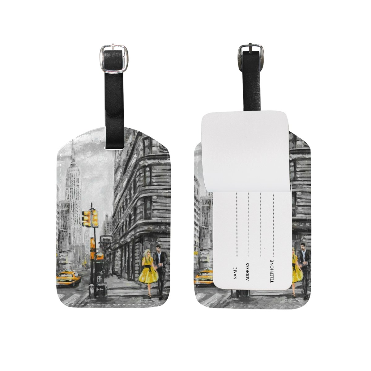 Vintage Grey City Oil Painting Luggage Tag - Waterproof Durable Travel Baggage Tags for Suitcases, Backpacks & Carry-Ons - Perfect for Airports, Vacations & Business Trips