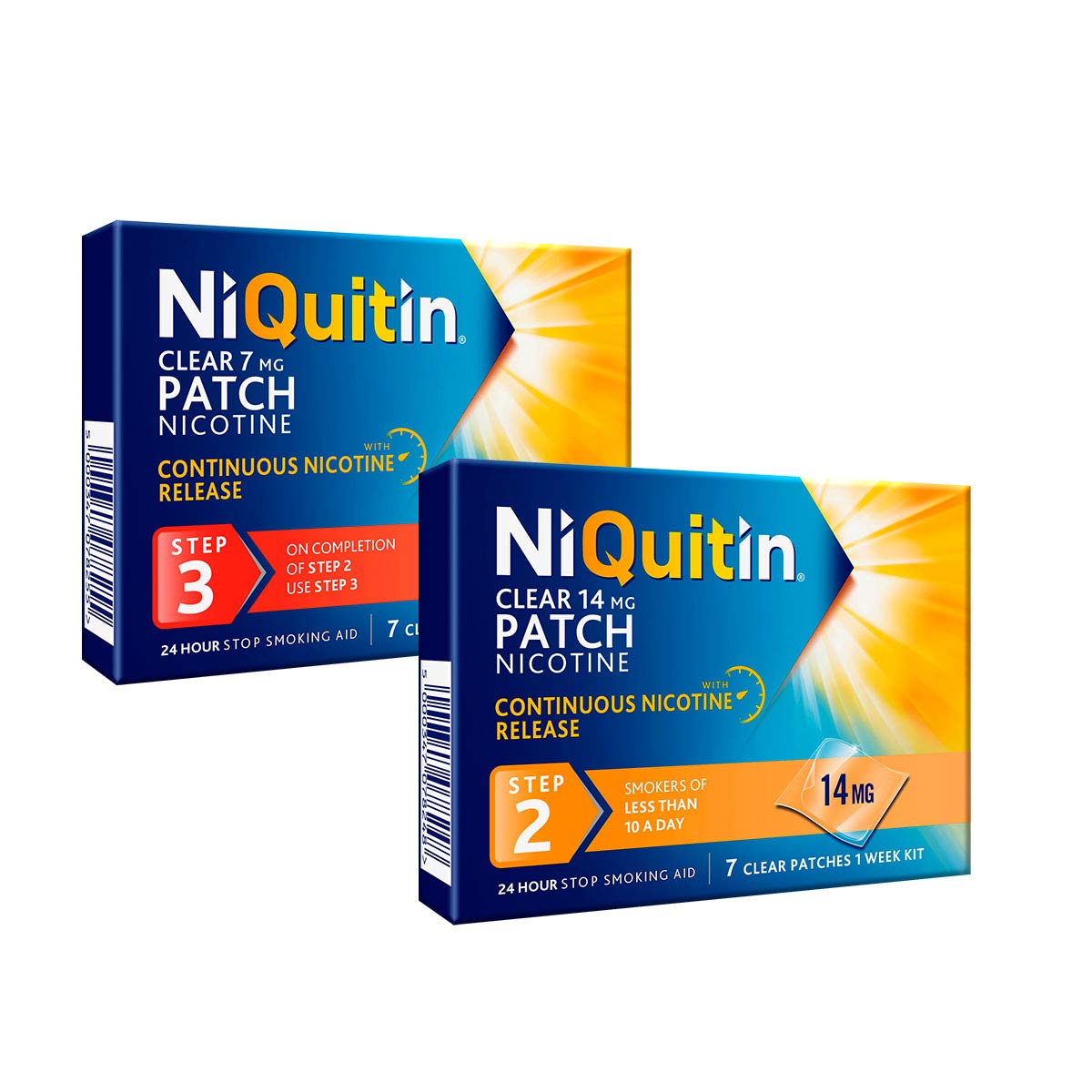 NiQuitin Nicotine Patches Step 2 & 3 Bundle - 8-Week Smoking Cessation Program for Light Smokers (<10 Cigarettes/Day) - Effective Quit Smoking Aid for Home, Work & Travel Use