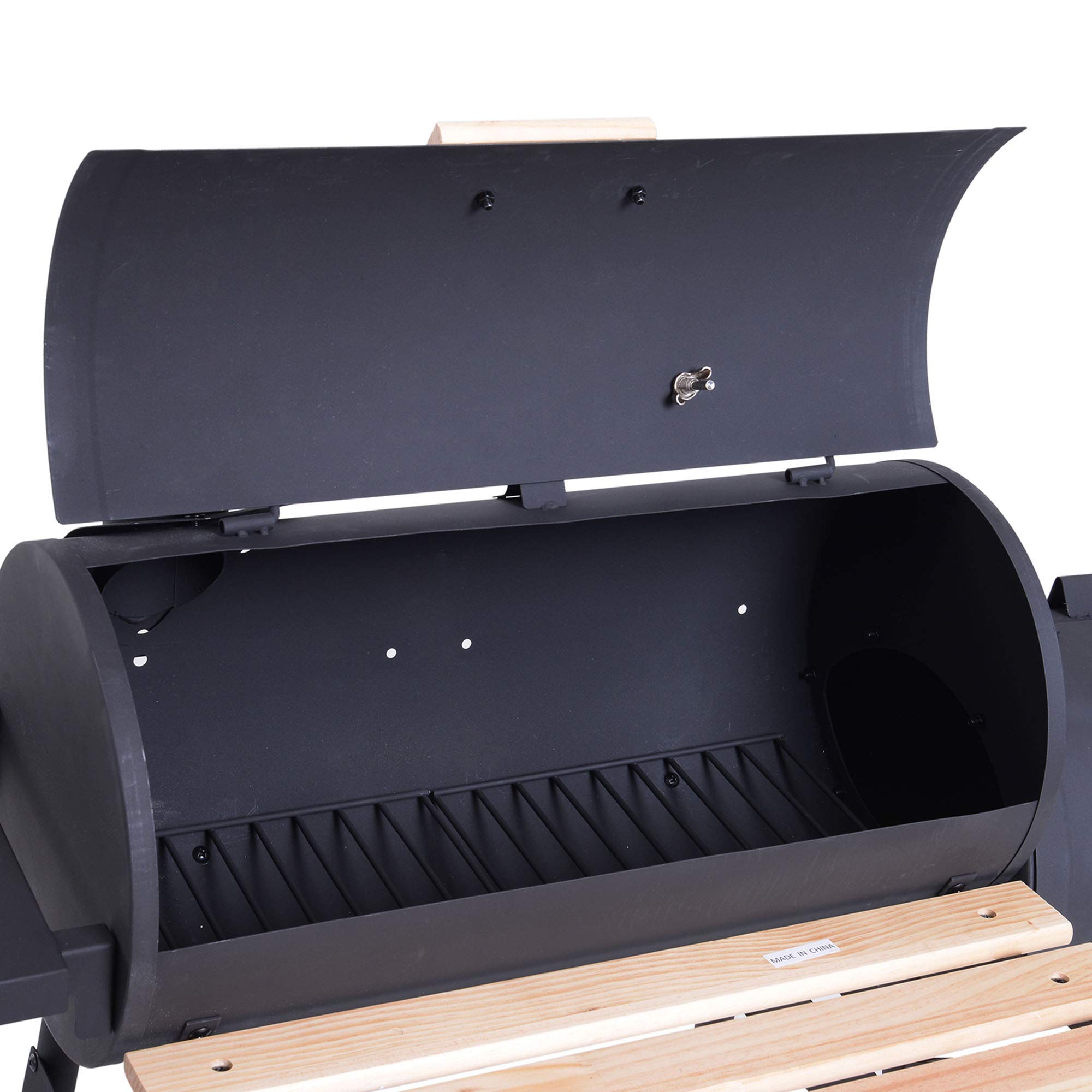 Outsunny 48 Inch Portable Charcoal BBQ Grill with Wheels - 232 Sq In Steel Outdoor Smoker Grill with Storage Shelf - Ideal for Backyard, Camping, Picnic & Tailgating - Black