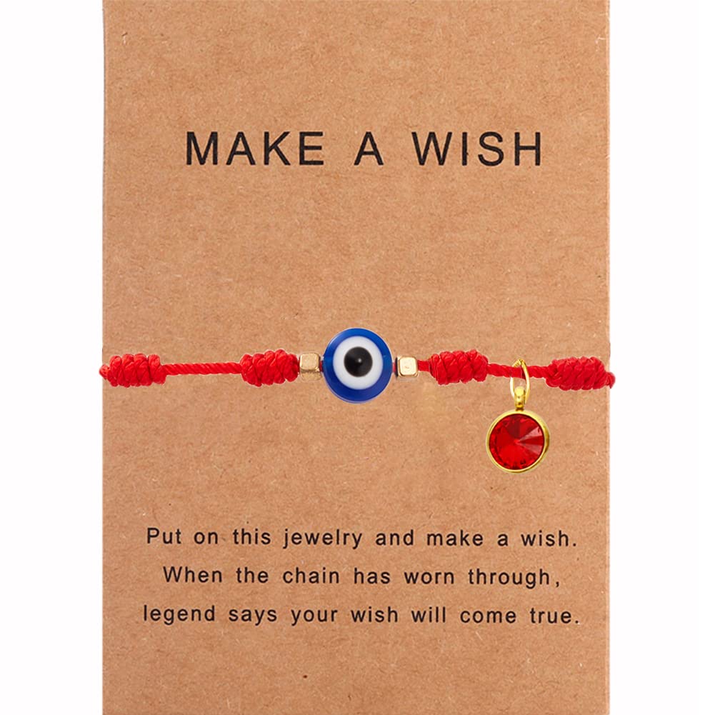 Evil Eye Protection Bracelet for Women & Men - Crystal Zirconia Birthstone Lucky Charm Anklet & Red Rope Jewelry for Teens - Perfect for Daily Wear, Gifts & Spiritual Protection