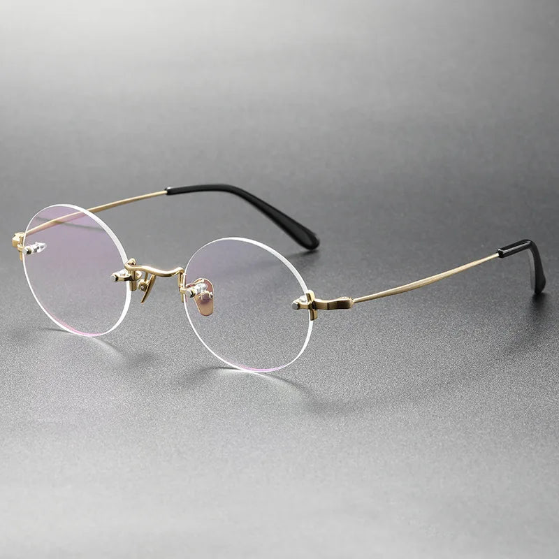 Aimee Men's Rimless Round Titanium Eyeglasses 14272 - Lightweight & Durable Titanium Frame for Reading, Computer Work & Everyday Use