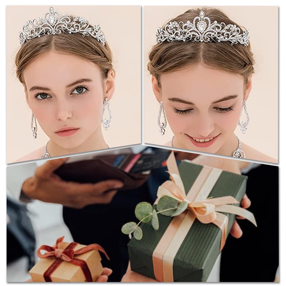 Sparkling Crystal Rhinestone Tiara Crown Headband with Comb - Elegant Bridal Princess Hair Accessory for Women | Perfect for Weddings, Birthdays, Anniversaries & Special Occasions