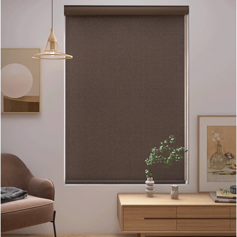 Blackout Roller Shades with Cassette - Alyssa Cotton Linen Window Blinds for Bedroom & Living Room - Light Blocking, Privacy, and UV Protection