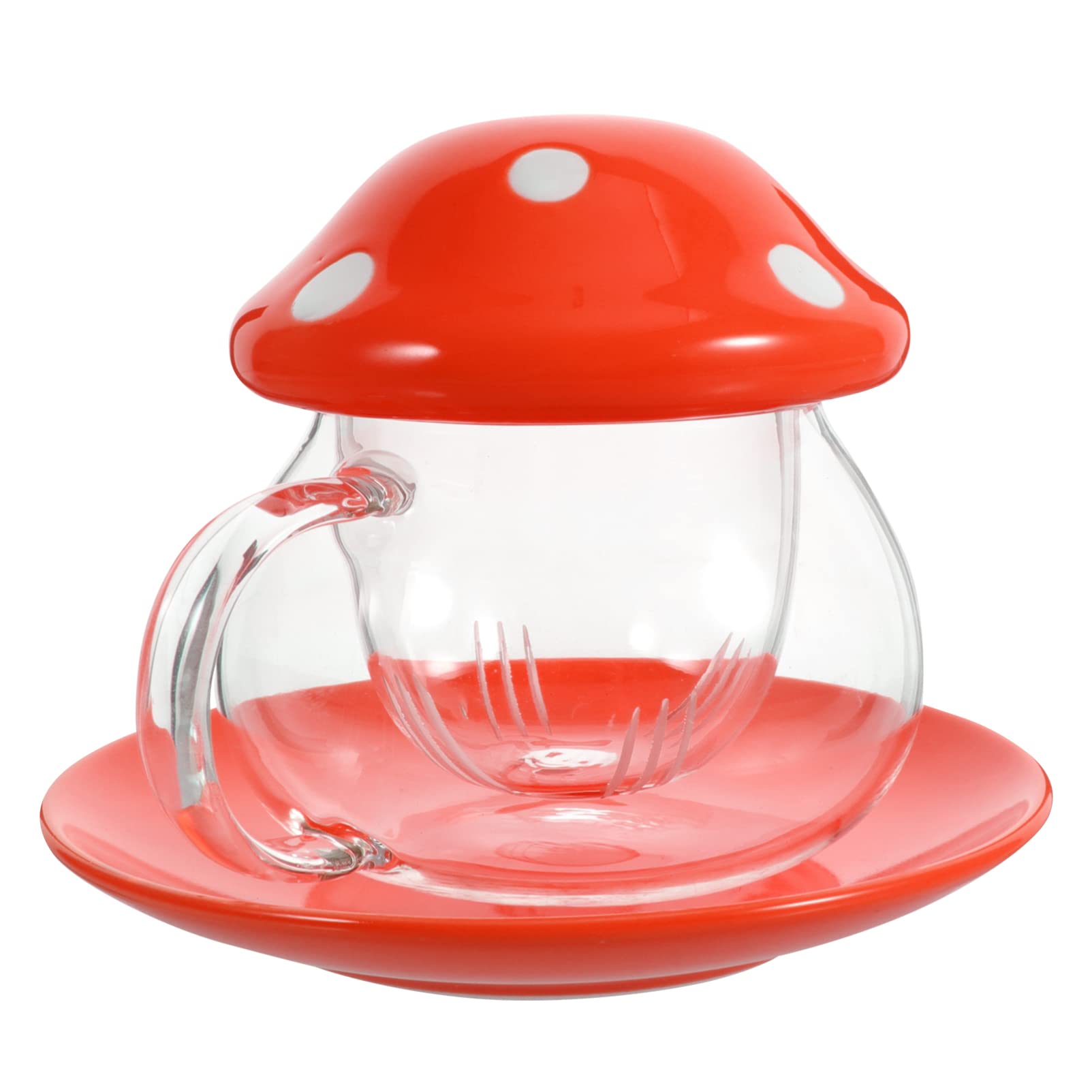 Premium Glass Tea Infuser Mug with Lid & Saucer - Loose Leaf Tea Maker Set for Hot & Iced Tea - Perfect for Home, Office & Gifts (Red)