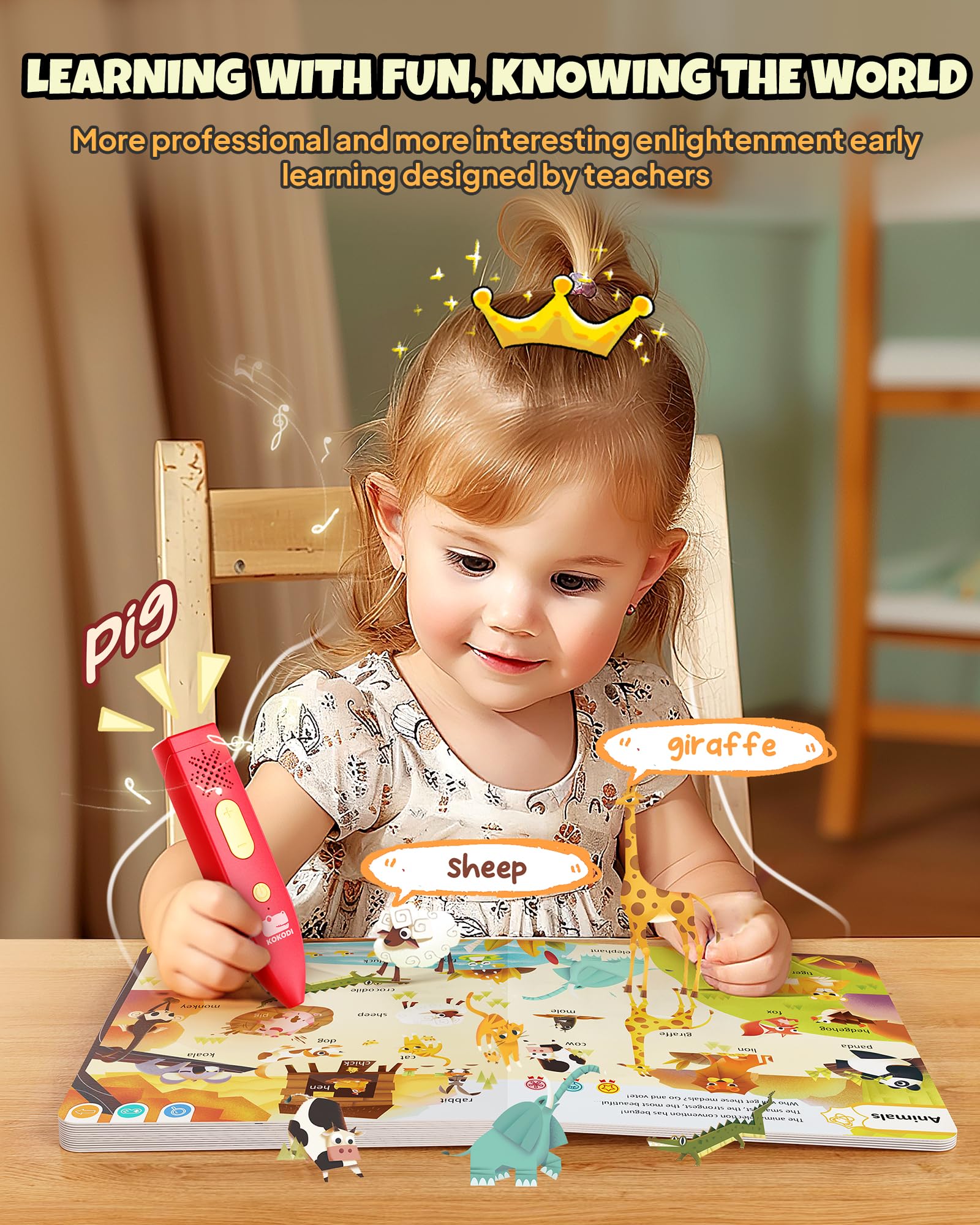 KOKODI Interactive Talking Pen & Sound Book Set for Kids - Electronic Learning Toys for Boys & Girls Ages 2-5, Autism Sensory Educational Games, Perfect Birthday Gift for Toddlers - Ideal for Early Childhood Development & Homeschooling Activities