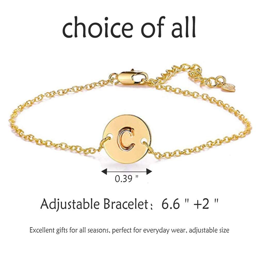 Personalized A-Z Initial Bracelet - 26 Alphabet Letter Gold Plated Bracelet for Women & Girls - Friendship Jewelry Gift for Birthday, Anniversary & Special Occasions - Perfect for Everyday Wear, Parties & Gifting