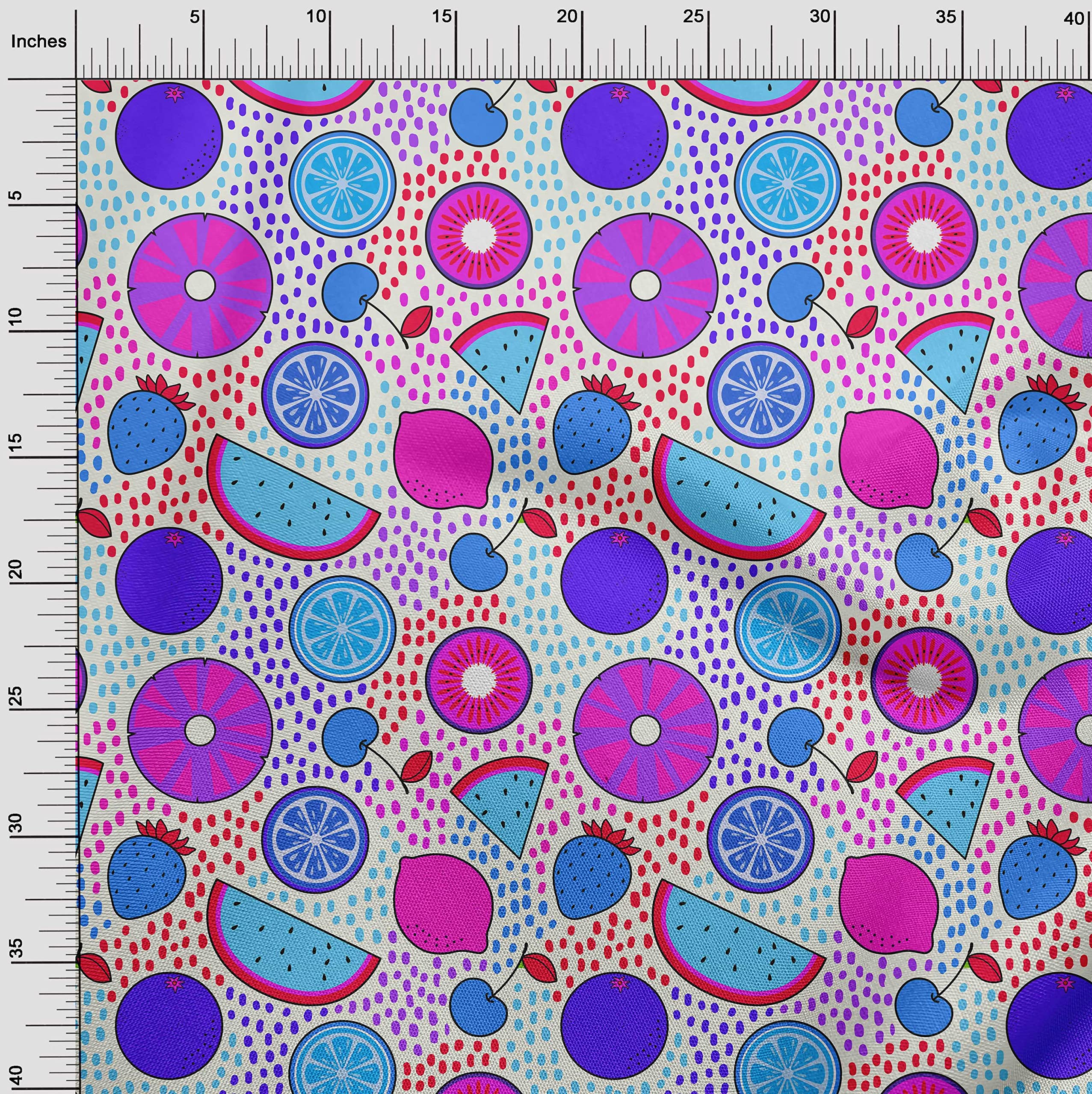 oneOone Cotton Jersey Fuschia Pink Tropical Fruit Print Fabric by The Yard - 58 Inch Wide Soft Stretchy Material for Summer Dresses, DIY Projects & Home Decor