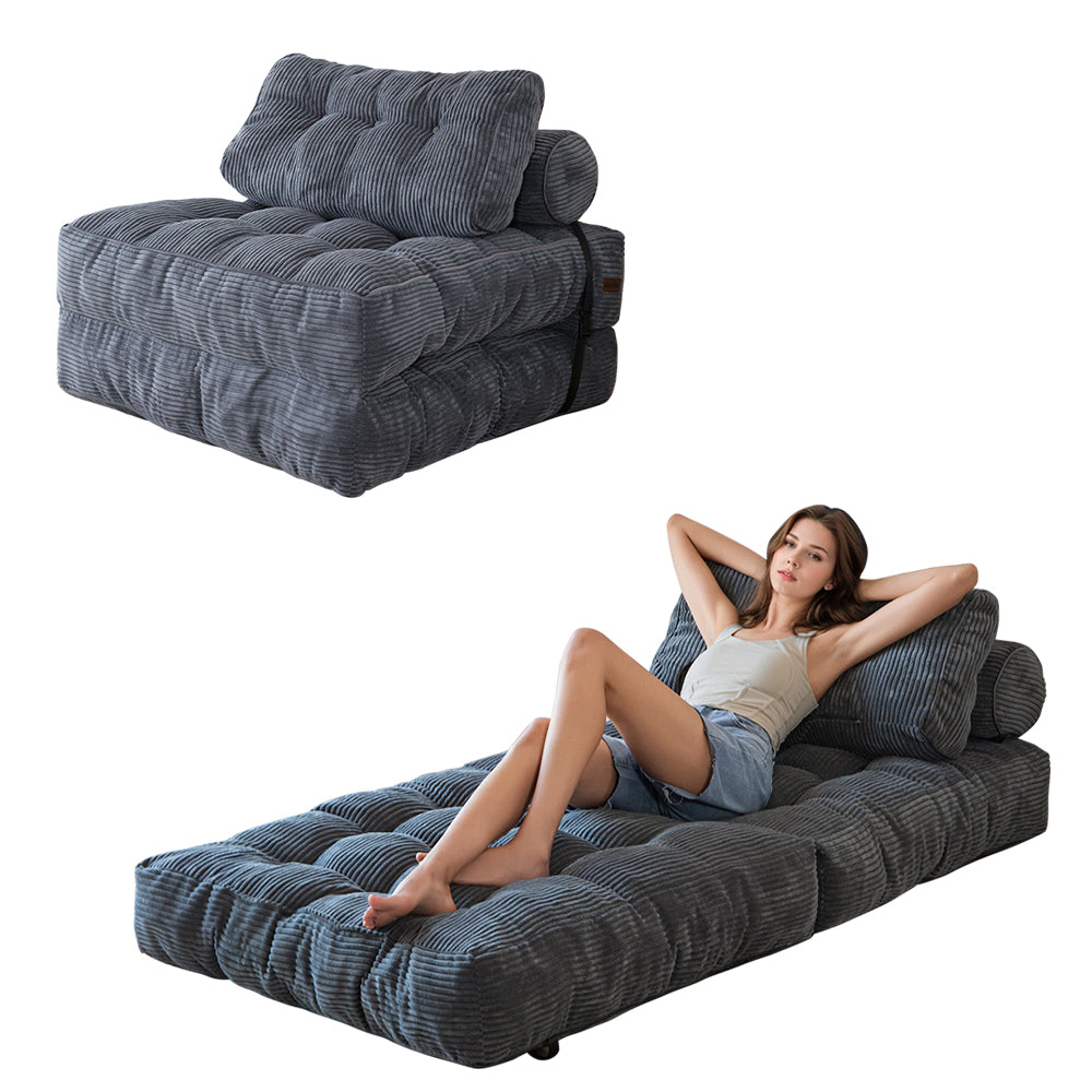 MAXYOYO Corduroy Sofa Bed - Convertible Sleeper Chair with Back Support | Comfortable for Living Room, Guest Room & Small Spaces
