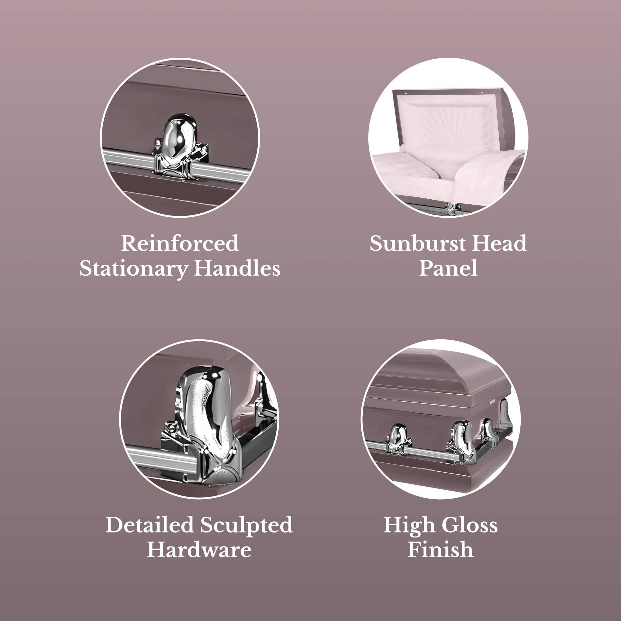 Titan Casket Elegant Orion Series - Handcrafted 20-Gauge Steel Casket with Luxurious Orchid Finish, Soft Pink Crepe Interior, Reinforced Handles, Adjustable Bed & Gasketed Sealer - Perfect for Memorial Services & Funeral Homes