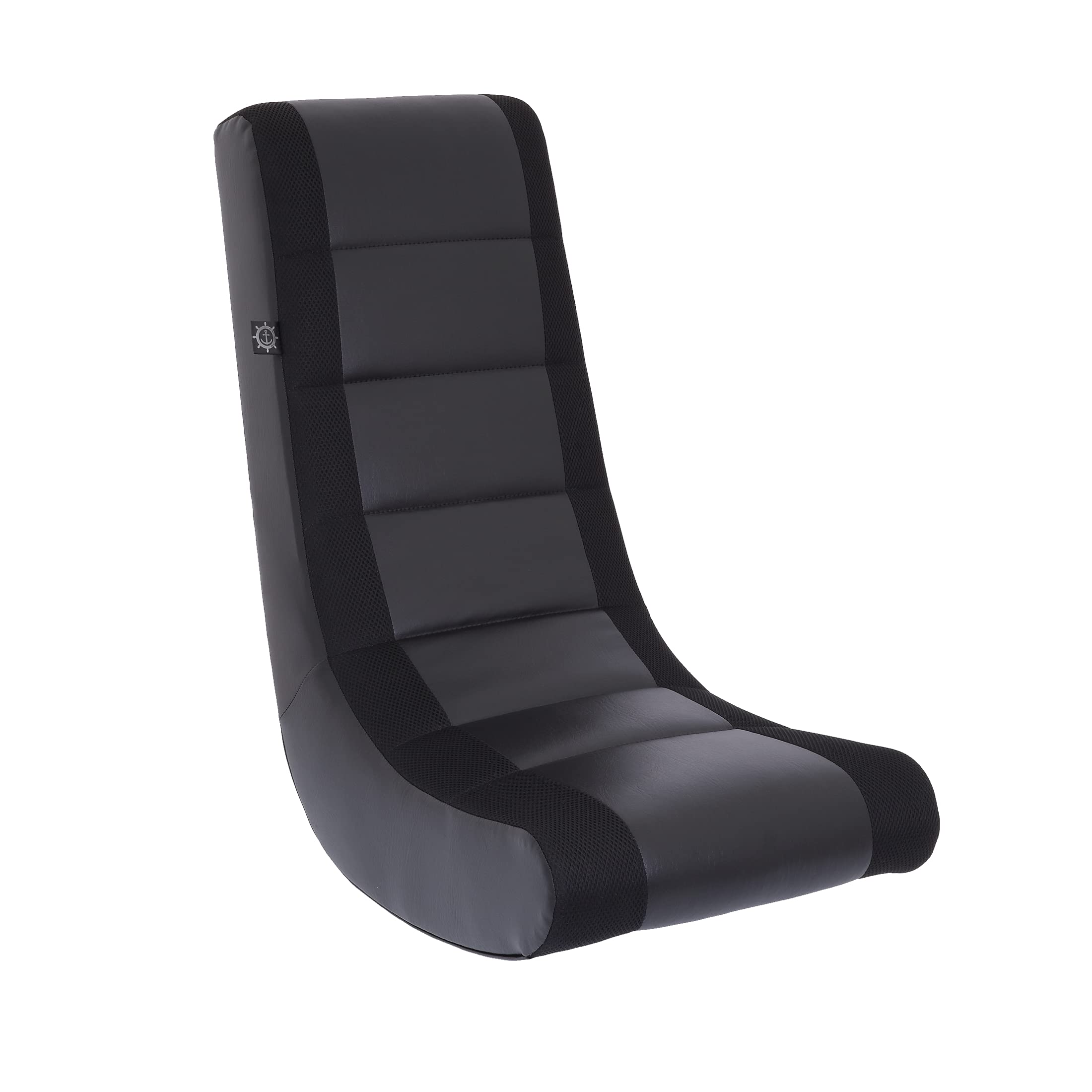 THE CREW FURNITURE 512100 Classic Video Rocker Gaming Chair - Black with Black Mesh Racing Stripe for Comfortable Gaming & Movie Watching