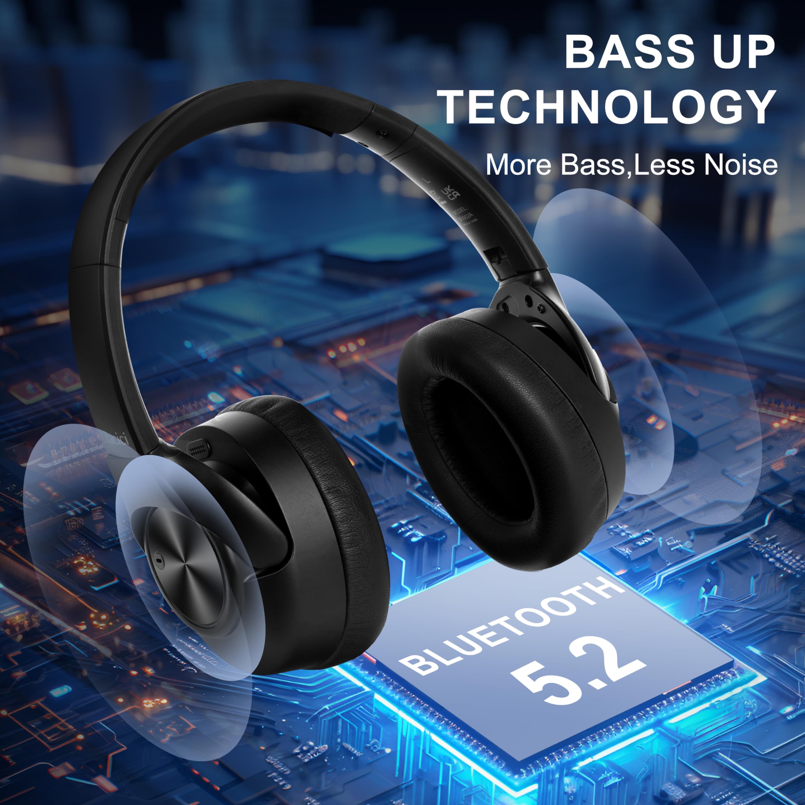 Premium Active Noise Cancelling Headphones - Wireless Bluetooth Over-Ear Headphones with HiFi Sound, 60H Playtime for Android/iOS - Perfect for Travel, Work & Gaming