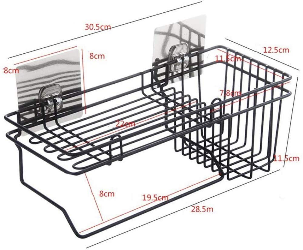 Floating Wall Shelves - Black Iron Storage & Display Organizer (28.5x12.5x11.5cm) - Perfect for Living Room, Bedroom & Office Decor