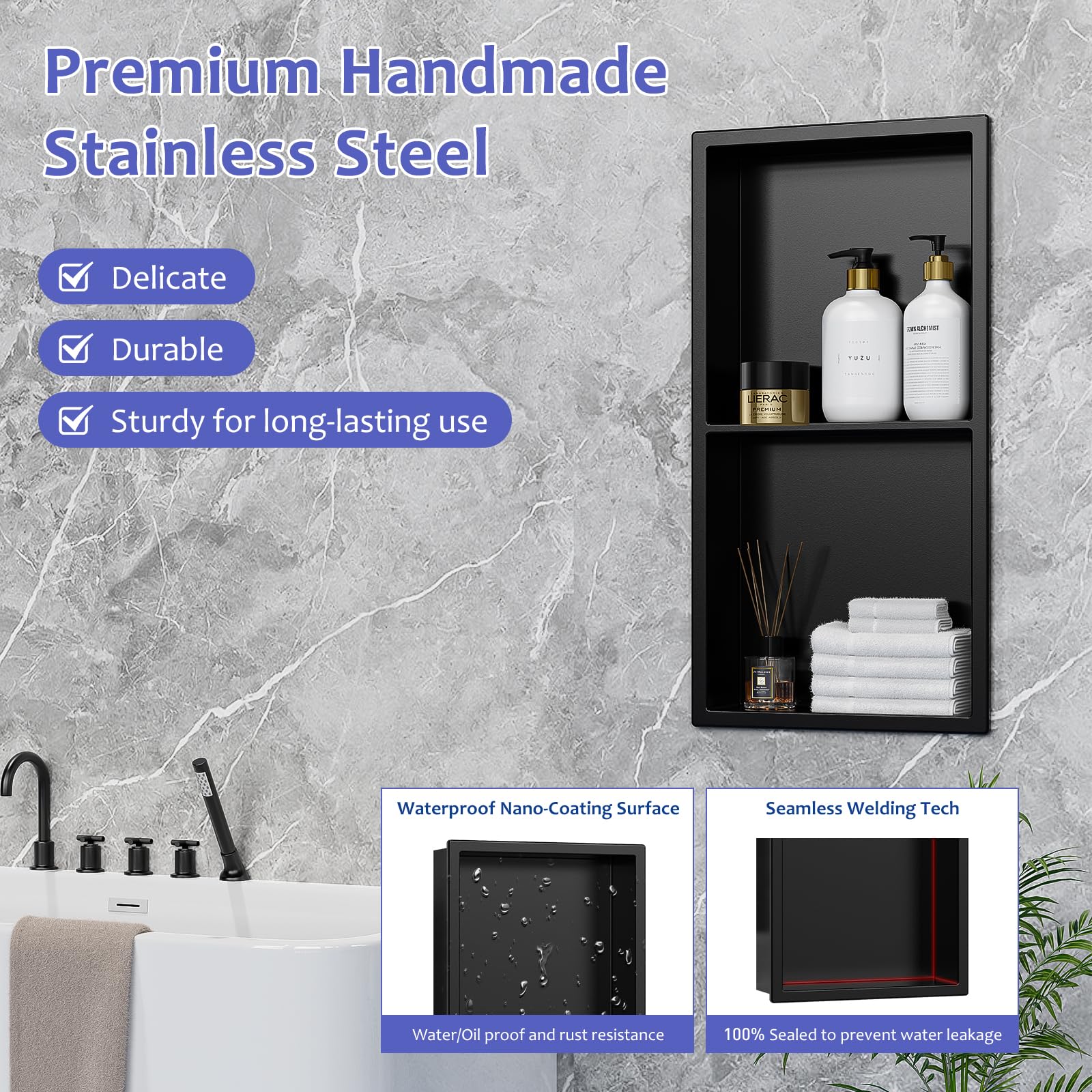 Stainless Steel Recessed Shower Niche Insert - 12