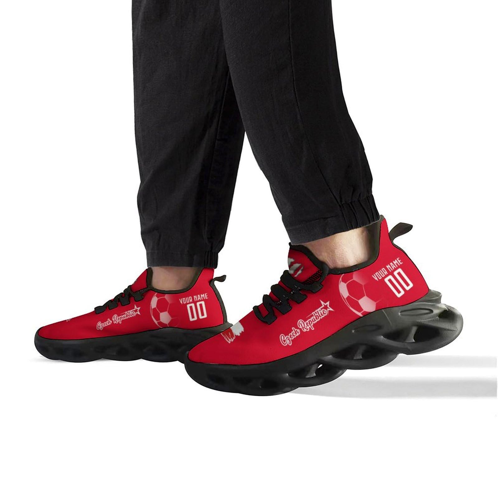 Custom Personalized Soccer Sneakers with National Flex & Name/Number - Breathable Slip-on Athletic Shoes for Men & Women - Perfect for Fans, Gifts & Casual Sports Wear