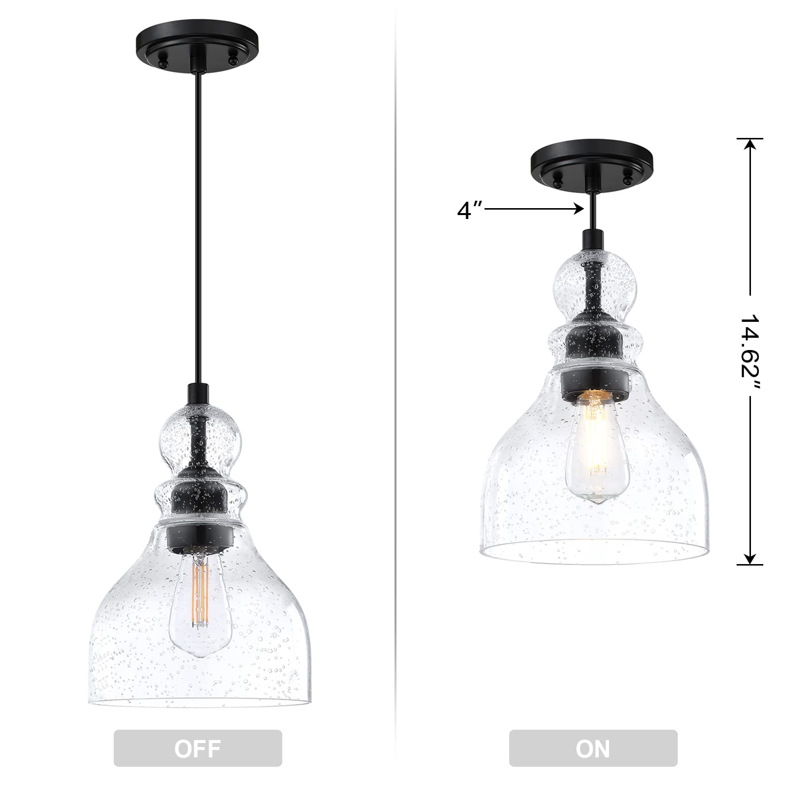 3 Pack Black Modern Farmhouse Pendant Lights - 6.5