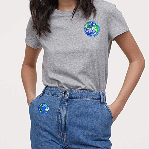 Planet Earth Embroidered Iron On Patches - Cute DIY Sewing Patches for Jackets, Backpacks & Jeans - Perfect for Customizing Clothes & Accessories