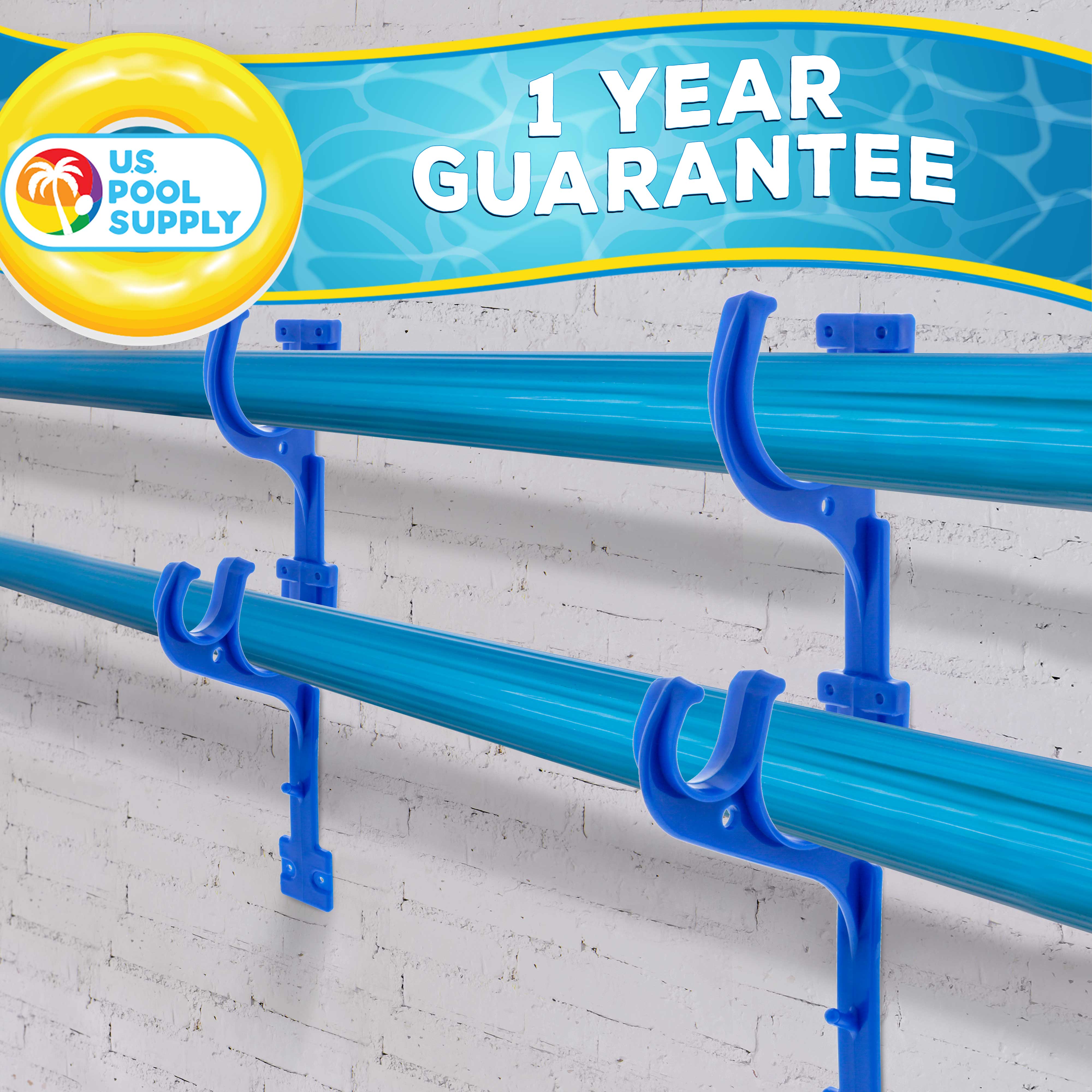 U.S. Pool Supply® Set of 2 Heavy-Duty Plastic Pool Hangers for Telescopic Poles - Organize Pool Nets, Vacuums, Hoses & Accessories - Perfect for Inground & Above Ground Pool Maintenance