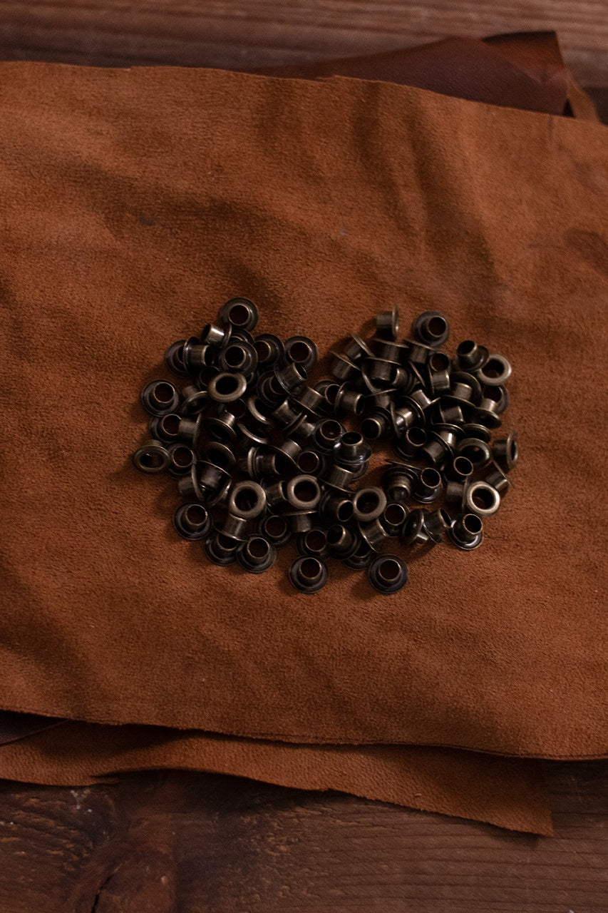 Antique Iron/Brass Eyelet Shaft - 5.5mm Diameter, 4.6mm Length, 9.6mm U-Shape - Vintage Hardware for Leather Craft, DIY Projects & Furniture Restoration