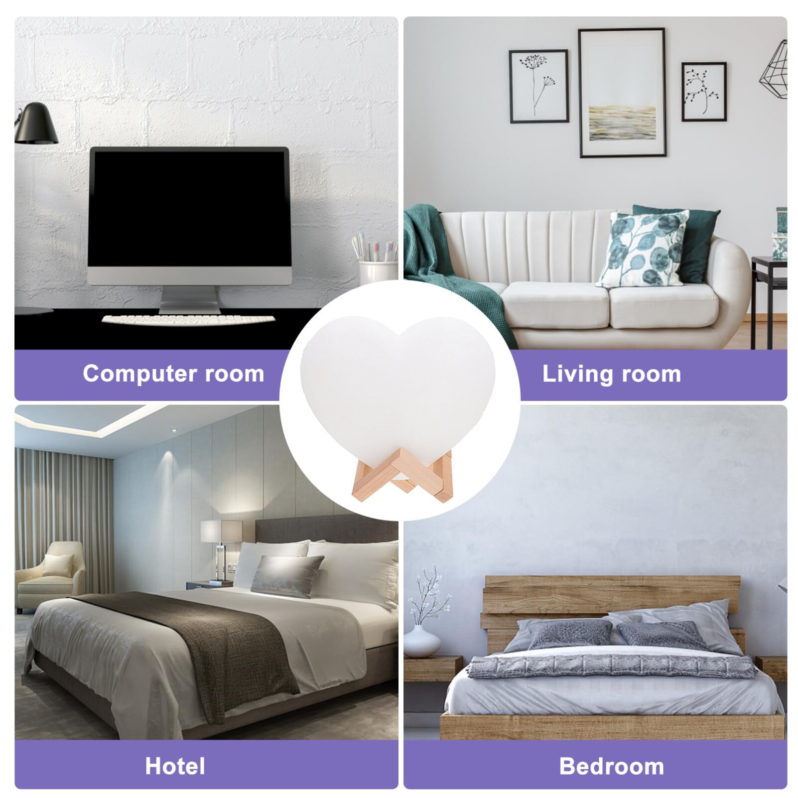 Rechargeable Heart Shaped Moon Lamp - 7.87 Inch LED Night Light with Remote Control & USB Charging | Romantic Gift for Valentine's Day, Anniversary, Birthday | Bedroom Decor, Nursery Light, Wedding Gift