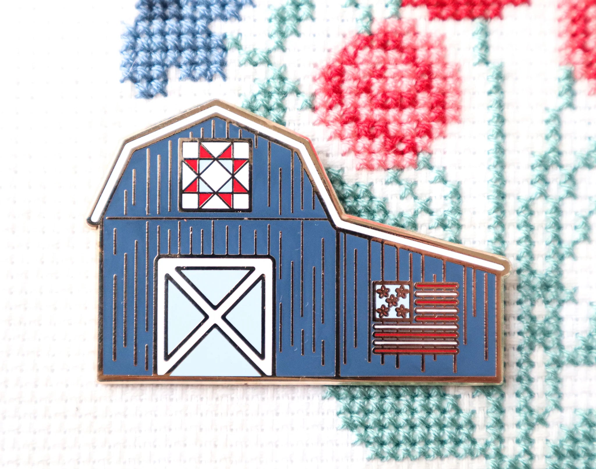 Patriotic Barn Needle Minder - Magnetic Pin Cushion for Sewing, Quilting & Embroidery - Perfect for Crafting, DIY Projects & Fabric Arts (Flamingo Toes Design)