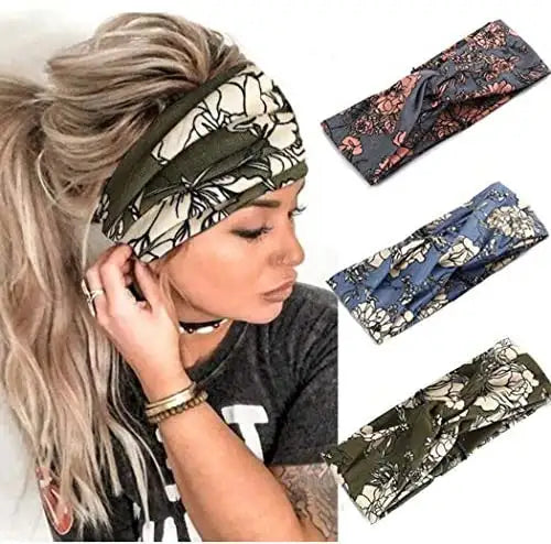 Boho Criss Cross Headband 3-Piece Set - Stylish Hair Accessories for Women, Girls, Yoga, Festivals & Everyday Wear