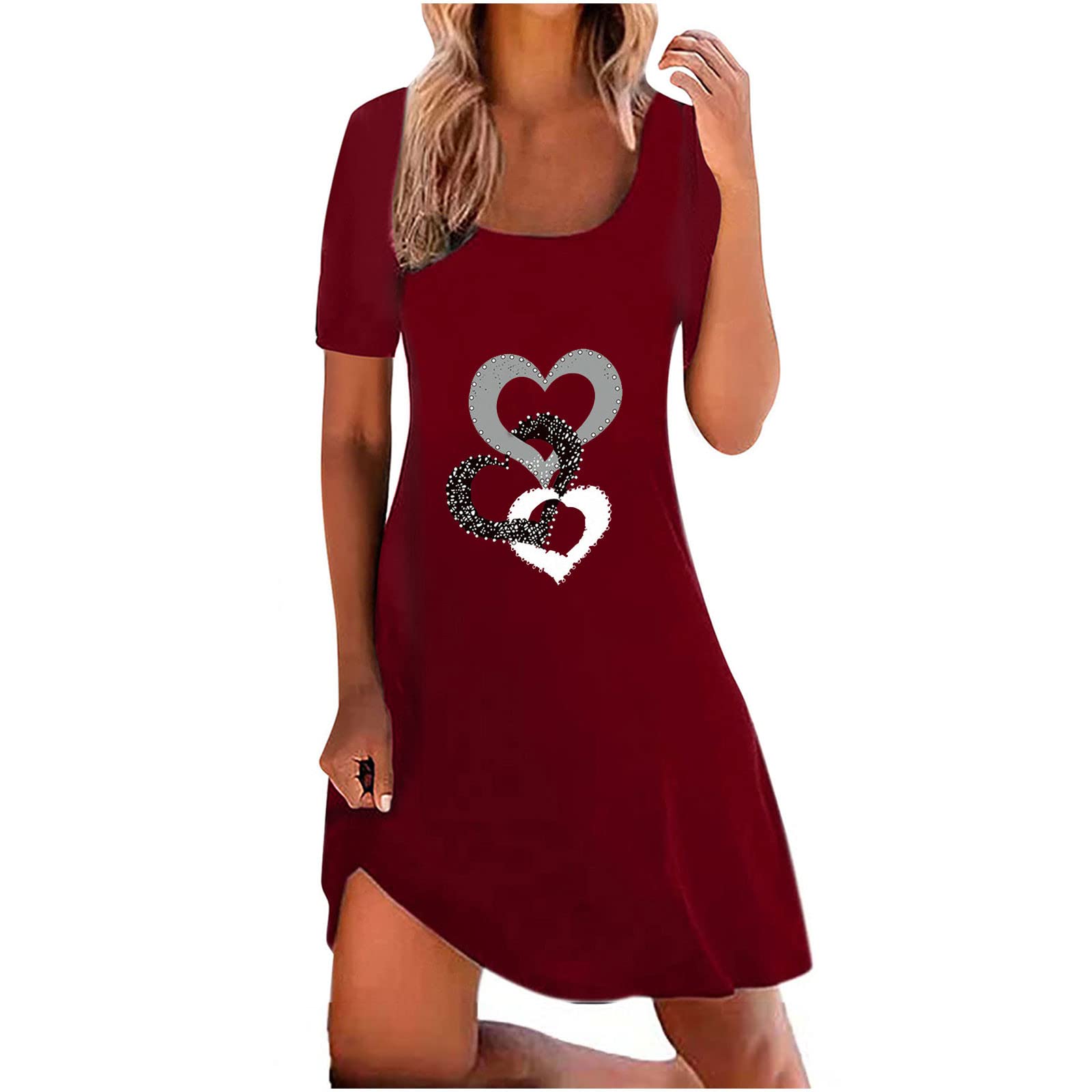 ZILANYGREQ Women's Casual Loose O-Neck Sleeve Sundress - Flowy Swing Mini Dress Solid Knee Length for Summer, Beach, Vacation & Daily Wear