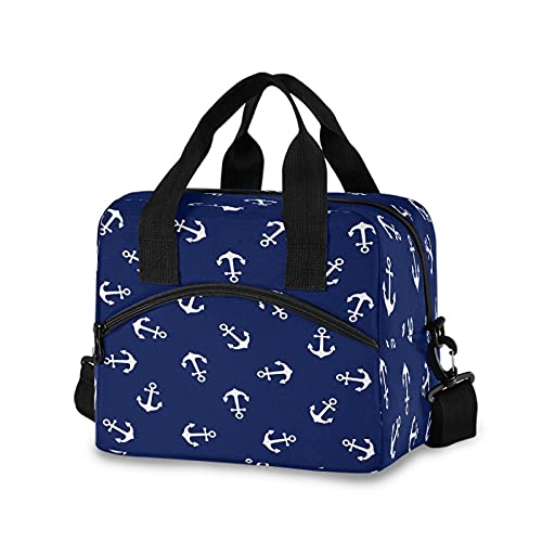 Insulated Lunch Bag with Adjustable Shoulder Strap - Large Reusable Cooler Tote for Work, School & Picnic | Nautical Ocean Theme Lunch Box for Men, Women & Kids | Perfect for Office, Beach & Outdoor Activities