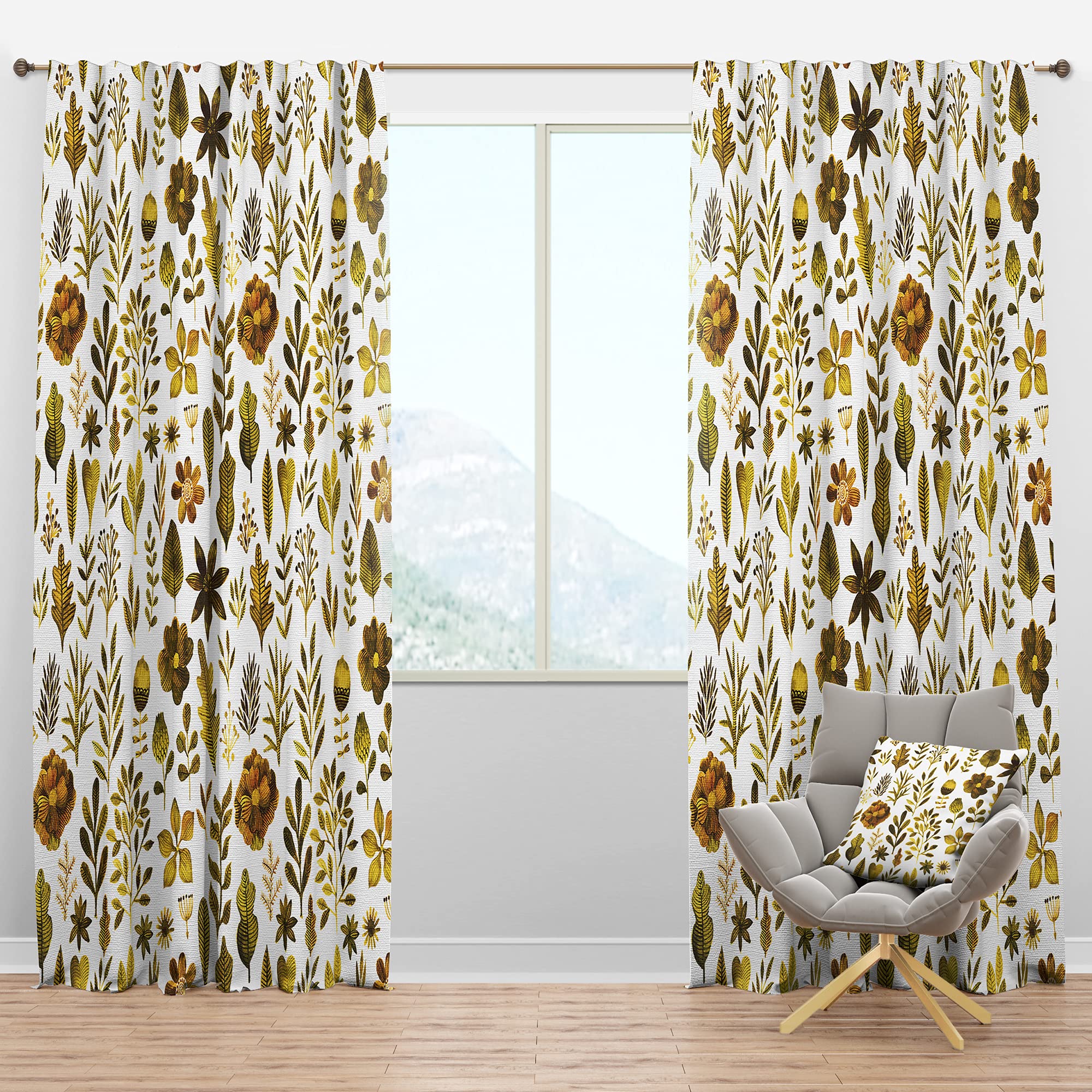 DesignQ Blackout Curtains - Watercolor Floral & Botanical Print Thermal Insulated Drapes for Bedroom & Living Room (52x108, Single Panel) - Perfect for Light Blocking, Privacy & Energy Efficiency