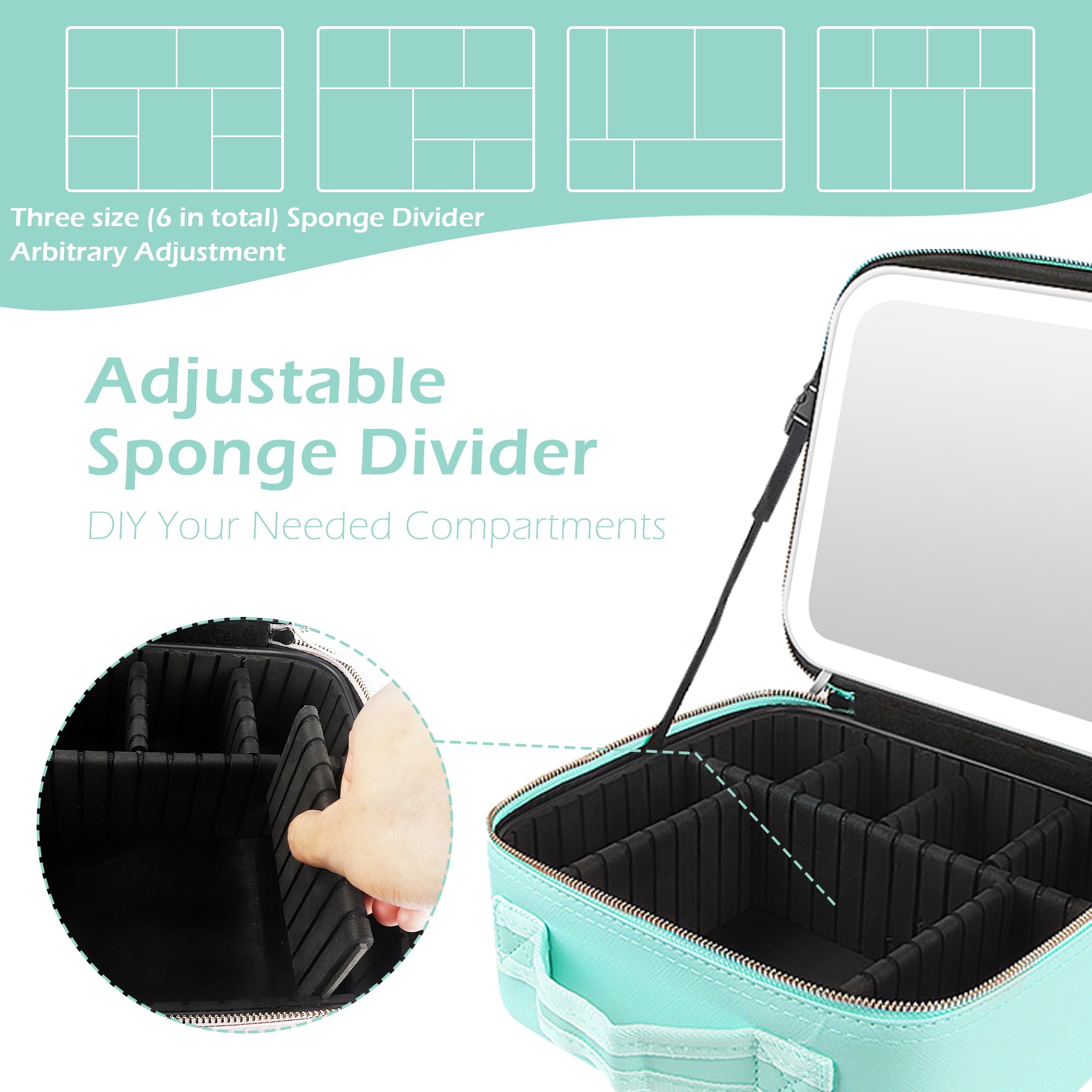 Premium MOMIRA Travel Makeup Bag with LED Mirror - Large Waterproof Cosmetic Organizer, Adjustable Brightness & 3 Lighting Modes - Perfect for Travel, Home Vanity & Gift Giving