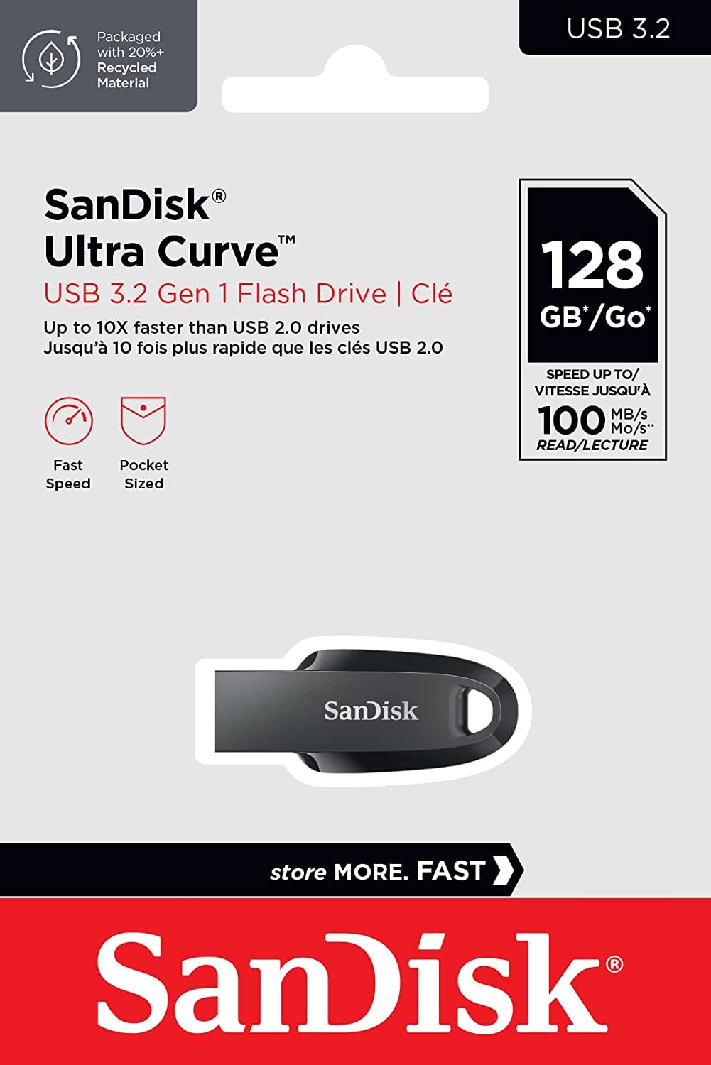 SanDisk 128GB USB 3.2 Flash Drive 3-Pack with Lanyards - for Work & School Storage