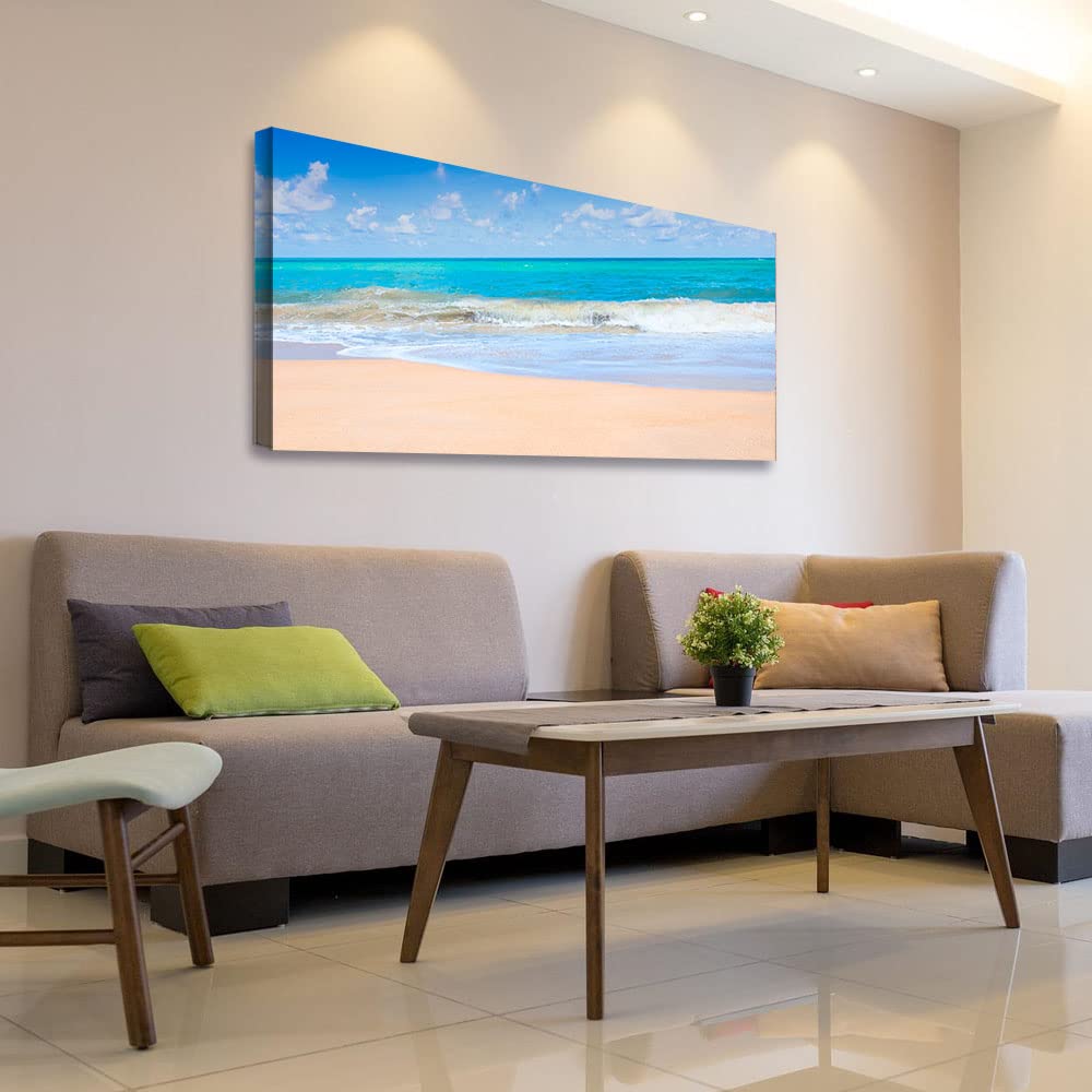 Wewejia Large Beach Ocean Seascape Canvas Wall Art Print - Modern Coastal Painting for Living Room, Office & Home Decor - Ready to Hang - Perfect for Coastal Themed Interiors and Beach House Decor