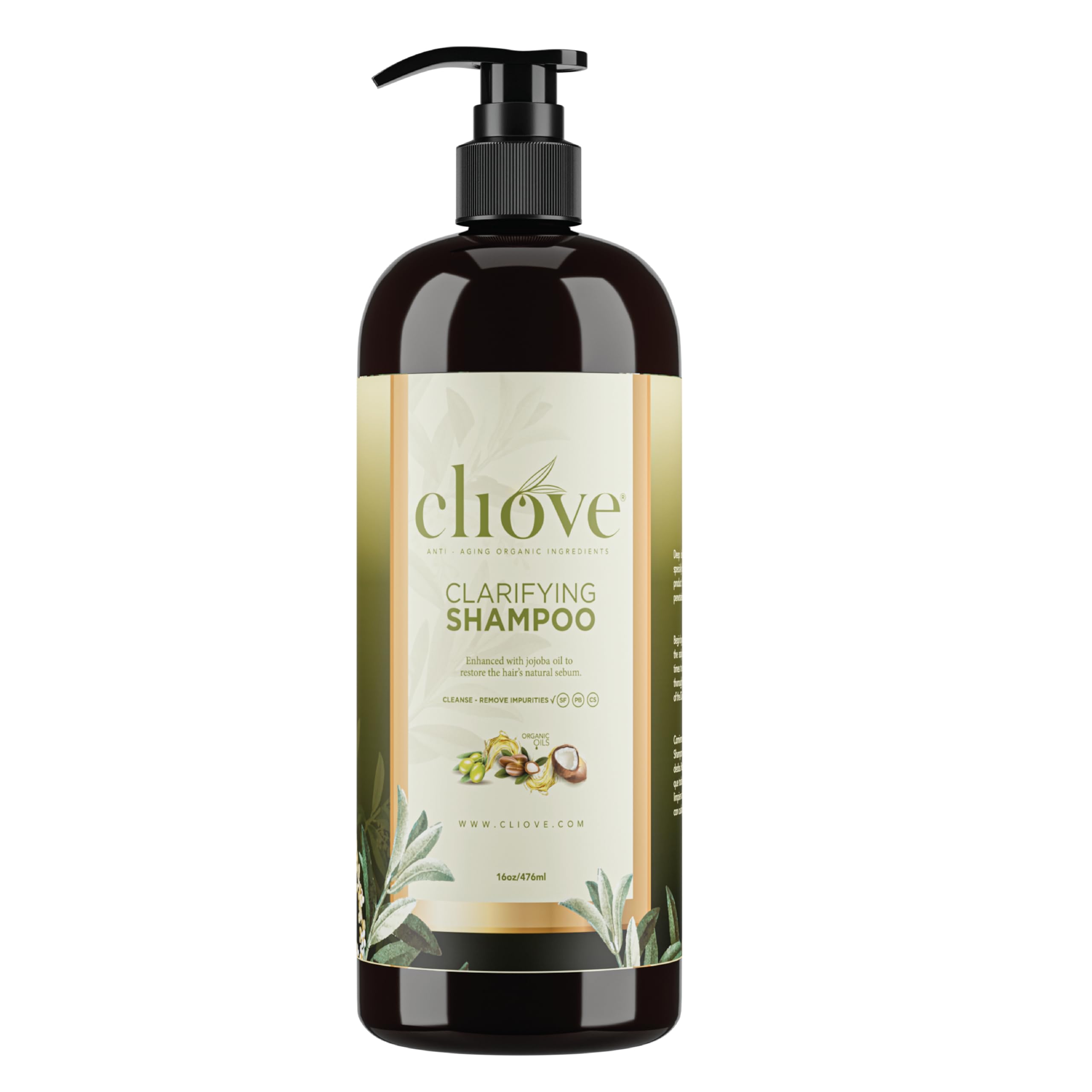 Clean & Pure Clarifying Shampoo for Curly, Oily & Damaged Hair - Sulfate-Free Deep Cleansing & Detox Formula (16oz) | Perfect for Daily Use & Hair Recovery