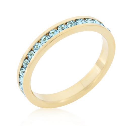Elegant Stackable Aqua Crystal Gold Ring for Women - Trendy Layered Jewelry for Everyday Wear & Special Occasions