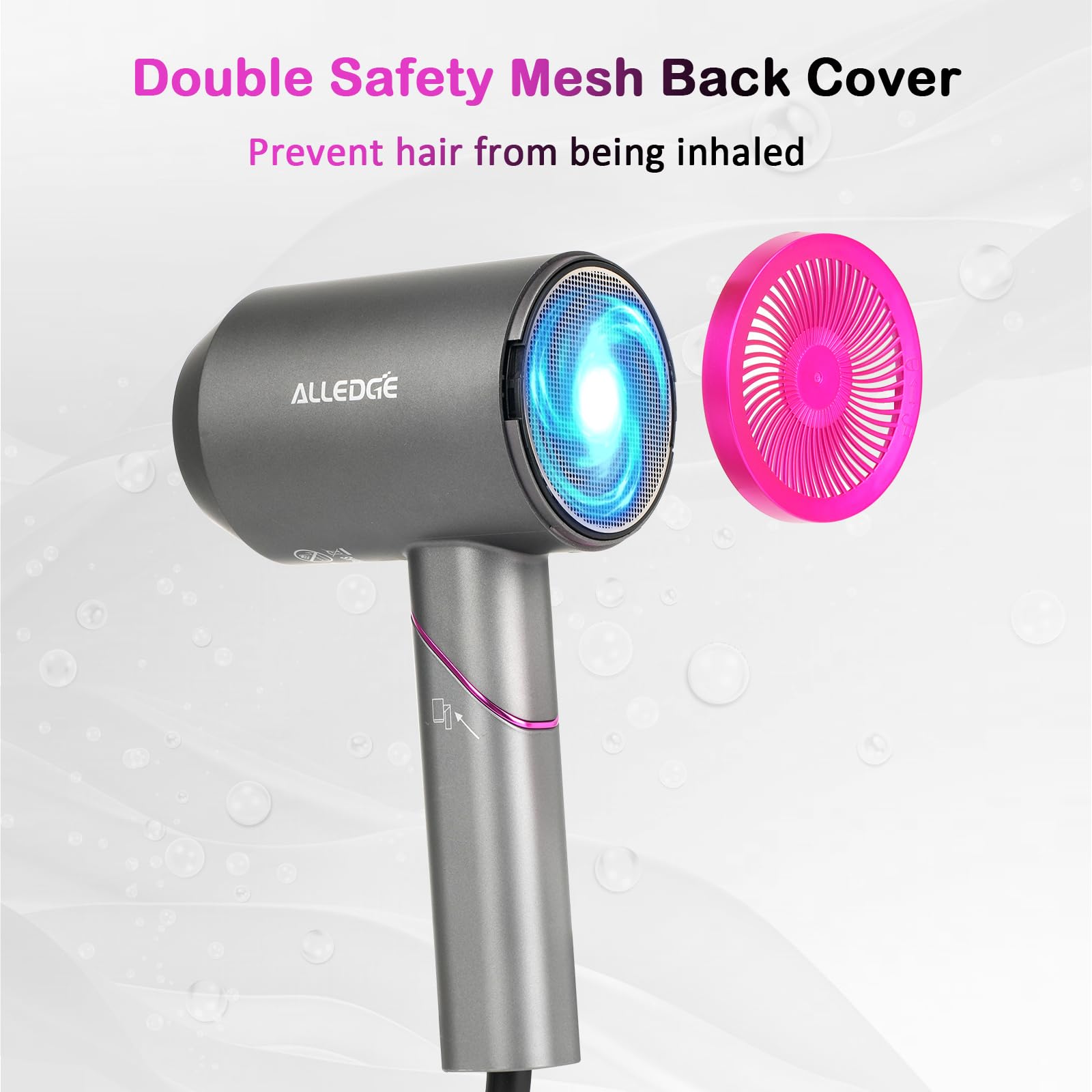 **1850W Ionic Hair Dryer with Diffuser - Fast Drying Blow Dryer for Thick & Curly Hair, Foldable Travel Design, No Heat Damage - Perfect for Home, Salon & Travel Use**