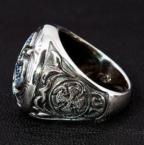 Blue Sapphire Medieval Cross Sterling Silver Ring for Men & Women - Gothic Jewelry, Unique Gift for Christmas, Wedding, Anniversary & Everyday Wear