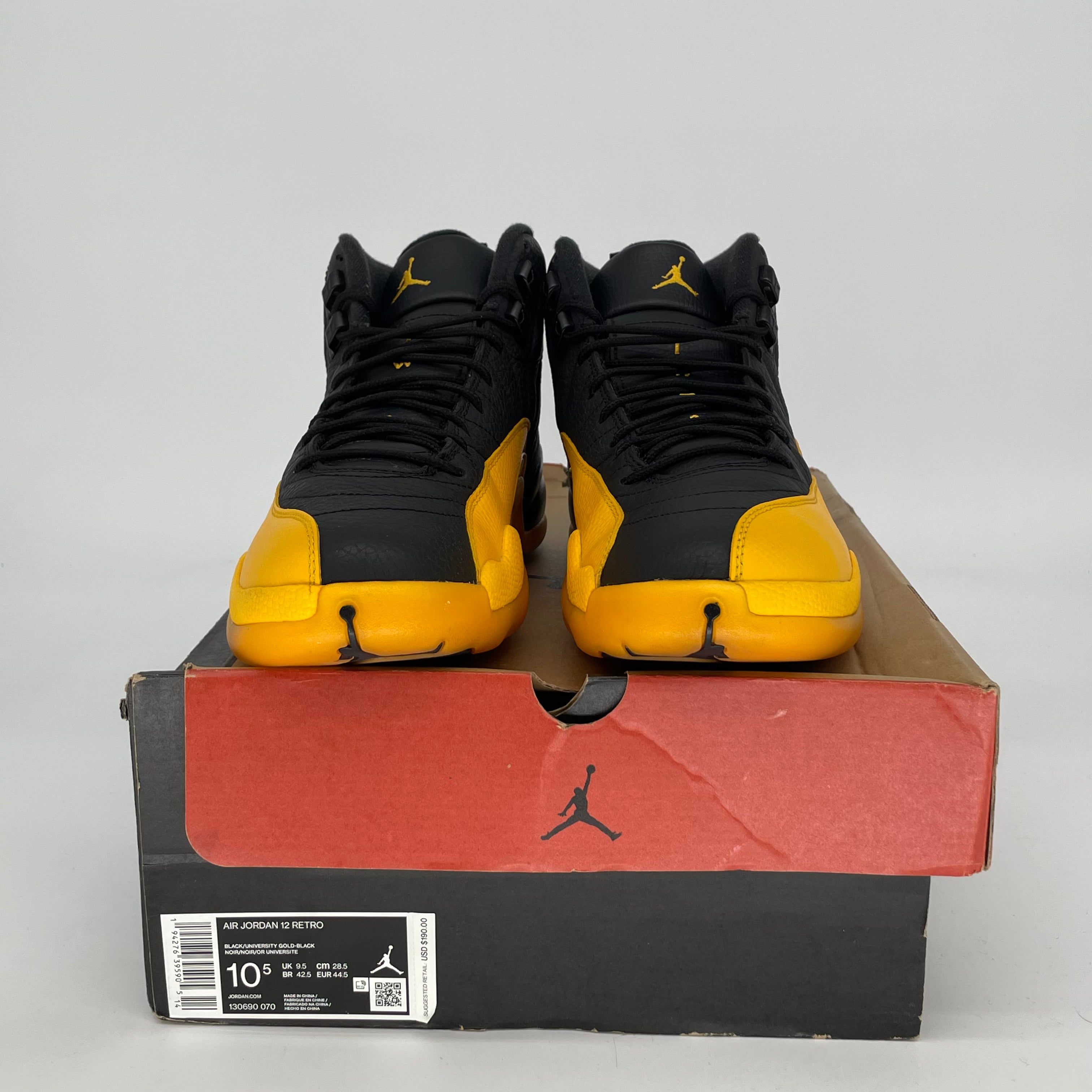 AIR JORDAN 12 UNIVERSITY GOLD Basketball Shoes - Men's Size 10.5/Women's Size 12 (Style 130690-070) | Retro Sneakers for Streetwear & Sports Performance