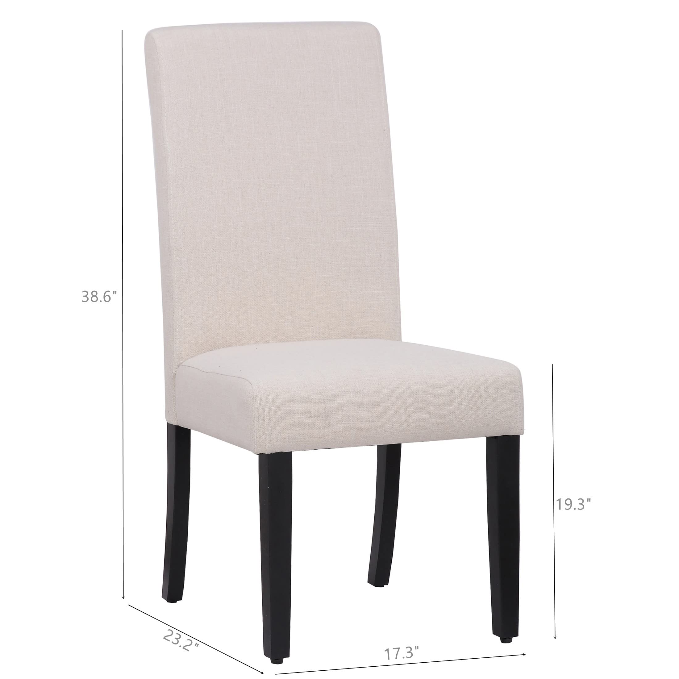 WestinTrends Linox Upholstered Dining Room Chairs Set of 2 - Modern Parsons Kitchen Chairs with Linen Fabric & Solid Wood Legs, Beige - Perfect for Dining Tables & Home Decor