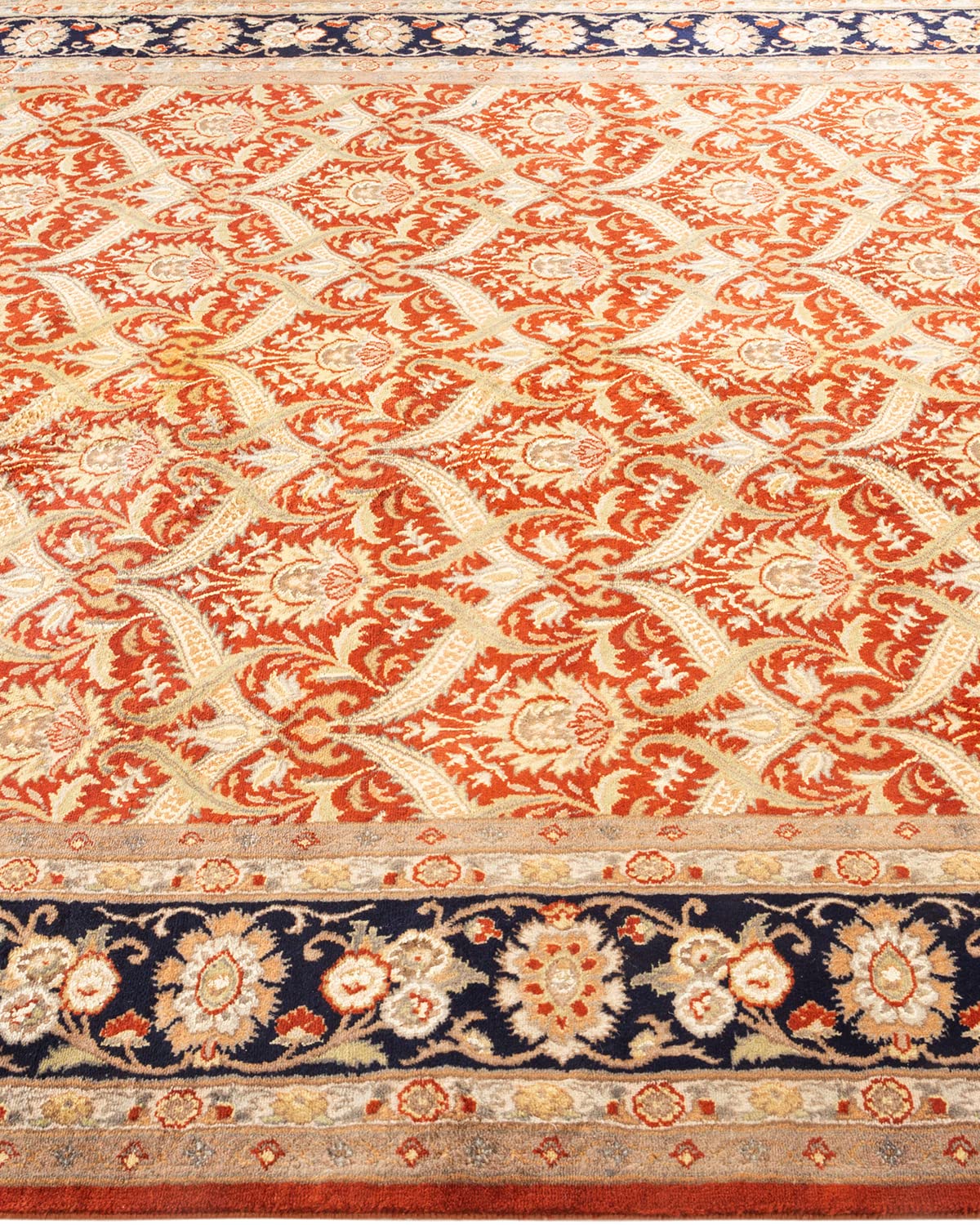 Handmade Wool Oriental Mogul Orange 6x9 Area Rug - Traditional Hand-Knotted Design for Living Room, Bedroom & Dining Room Decor