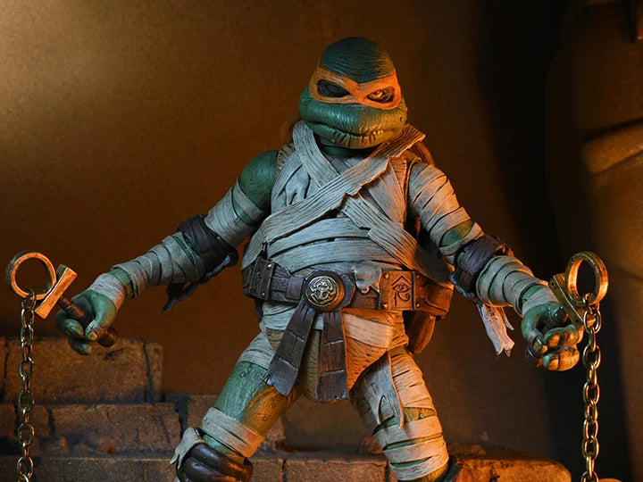 Ultimate Michelangelo as The Mummy - Universal Monsters x Teenage Mutant Ninja Turtles Crossover Action Figure | Collectible TMNT Toy for Fans & Display | Perfect for Halloween Decor, Comic Con, and TMNT Collections