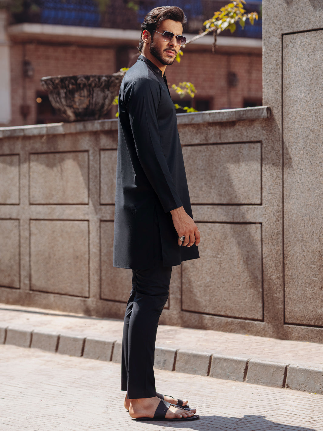 Premium Cotton Black Kurta for Men - Traditional Indian Long Shirt - Comfortable & Stylish for Festivals, Weddings & Casual Wear