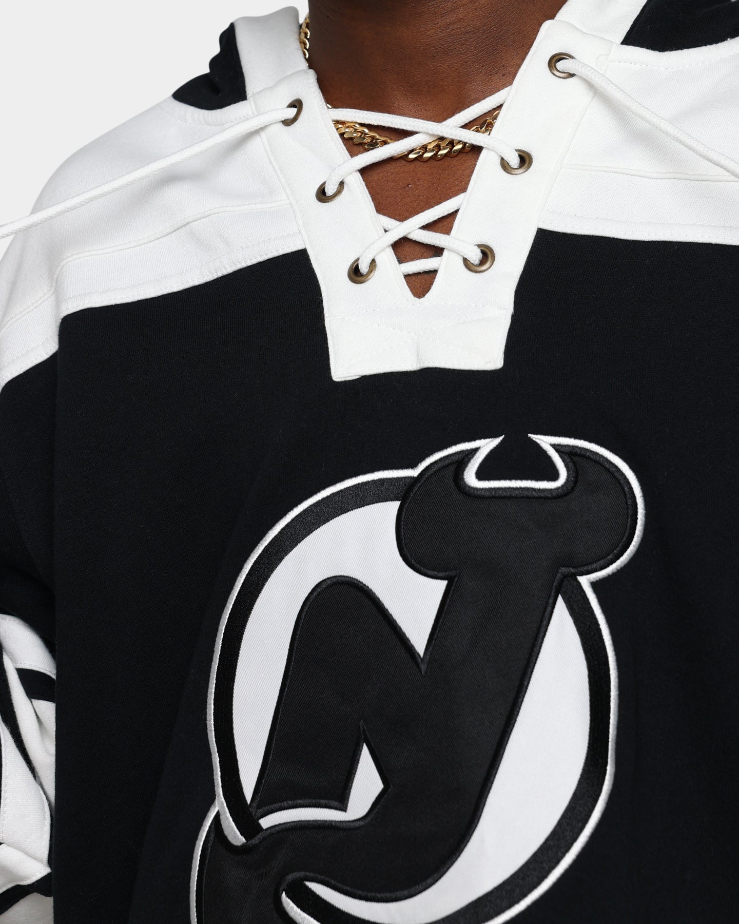 47 Brand New Jersey Devils Superior Lacer Hoodie - Men's NHL Hockey Pullover Sweatshirt - Jet Black - Perfect for Game Day & Casual Wear