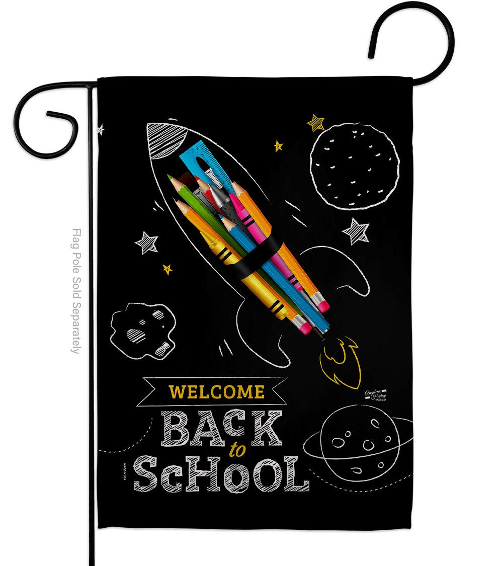 Double-Sided Welcome Back to School Garden Flag - 13x18.5 Inch Teacher & Student First Day Decoration, Yard Banner, Classroom Supplies, Made in USA | Perfect for Front Porch, School Entrance & Teacher Appreciation Gifts