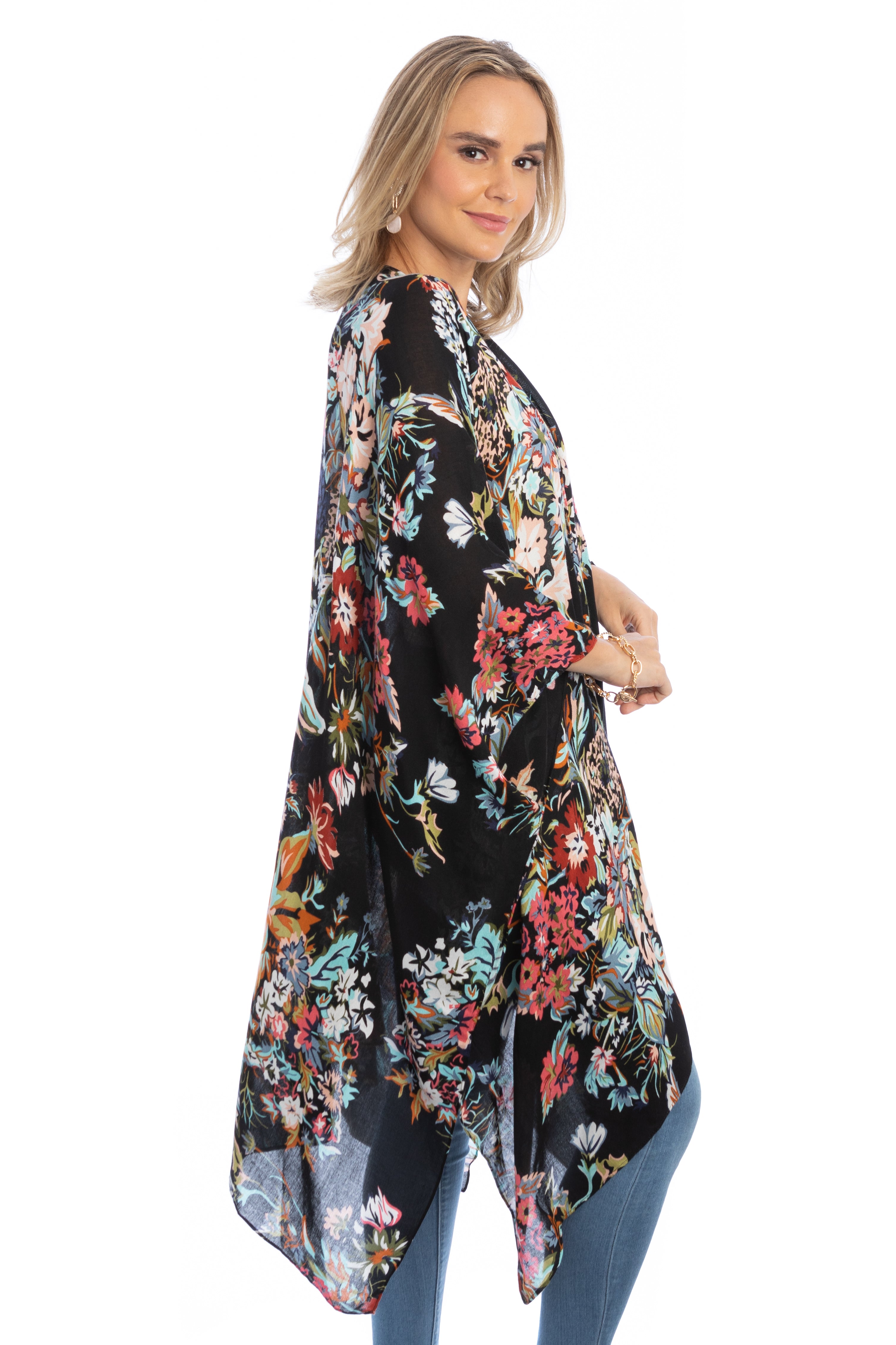 Elegant Floral Kimono Robe - Lightweight & Flowy Women's Cover Up for Beach, Pool, or Lounge Wear