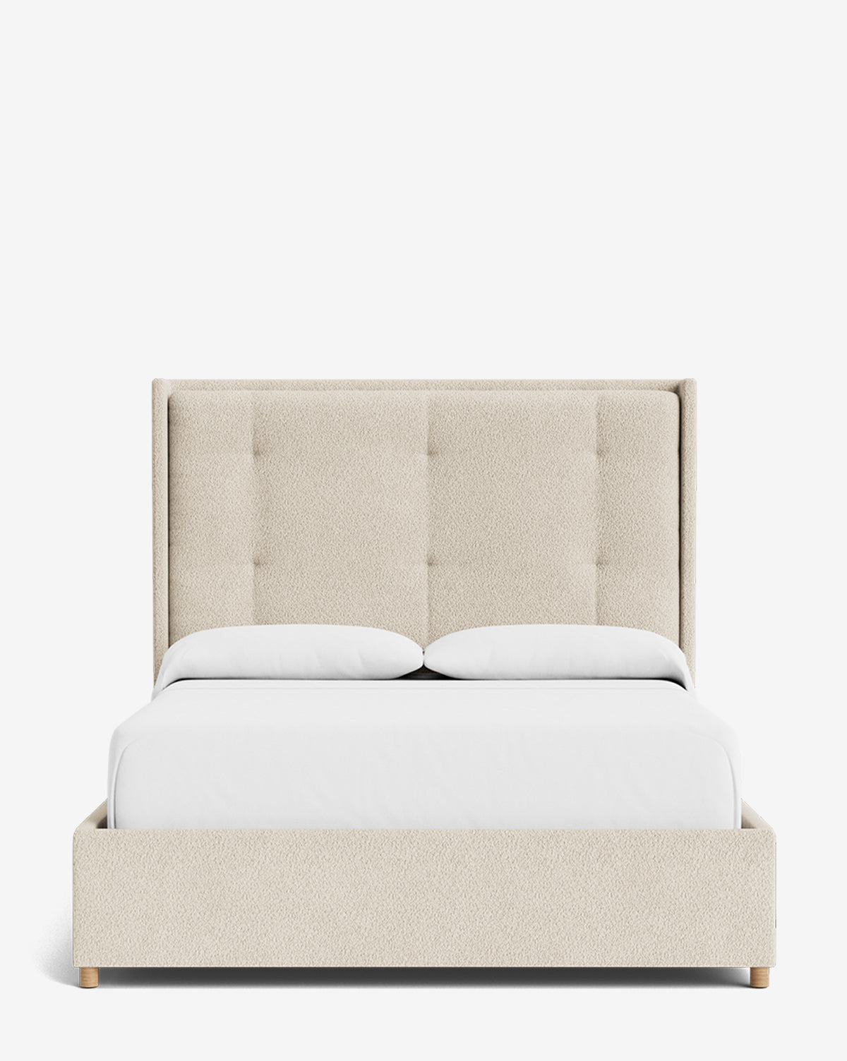 Luxury Ria Upholstered Bed Frame - Queen Size Platform Bed with Soft Fabric Headboard - Modern Bedroom Furniture for Master & Guest Rooms