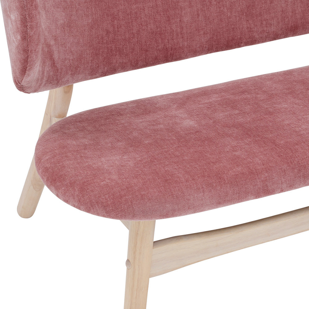 POLARA 2 Seater Lounge Chair - Modern Oak Wood Frame with Salmon Fabric - Perfect for Living Room, Patio or Office Relaxation