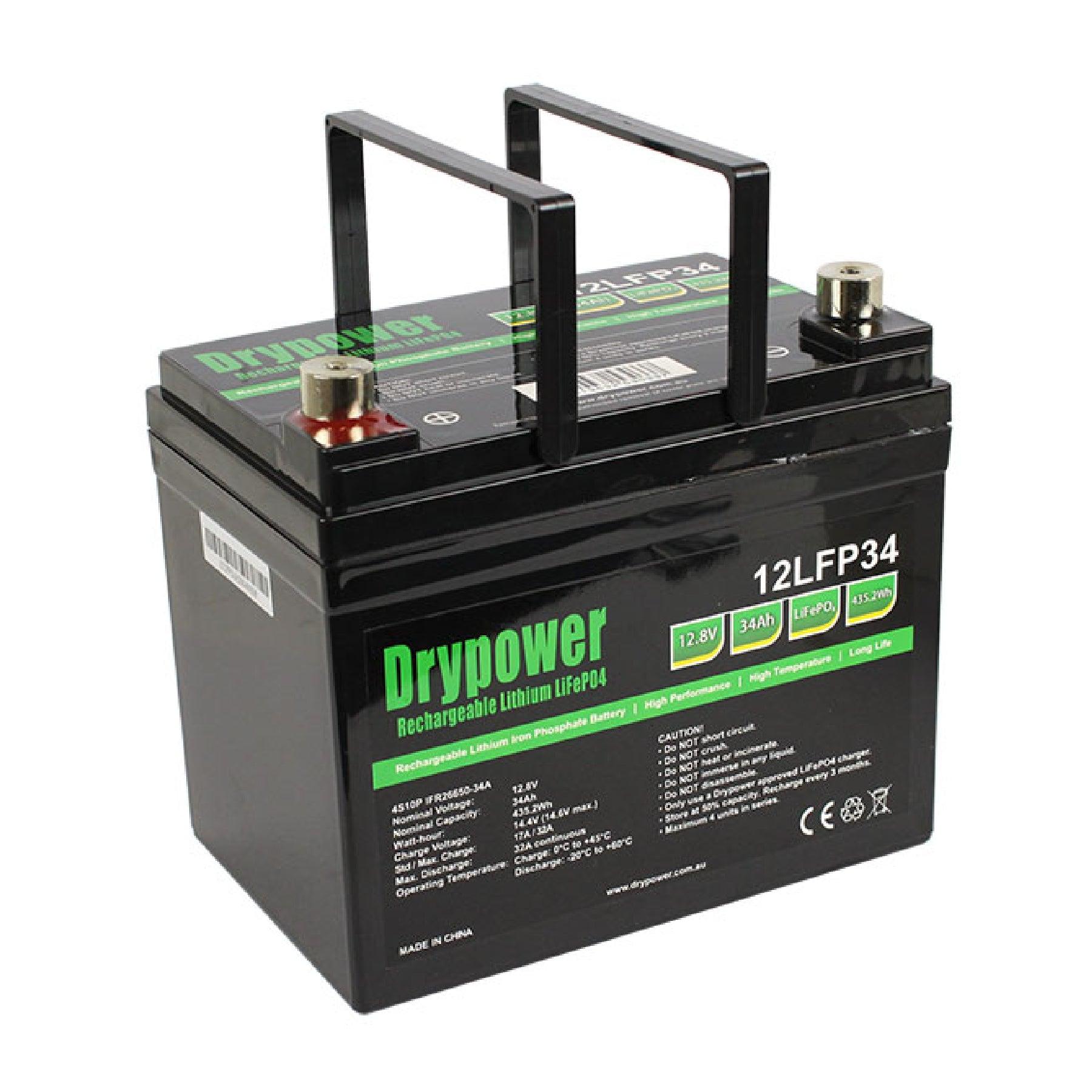 Drypower 12.8V 100Ah LiFePO4 Lithium Iron Phosphate Rechargeable Battery - Perfect for Solar Power Systems, RVs, Marine & Off-Grid Applications