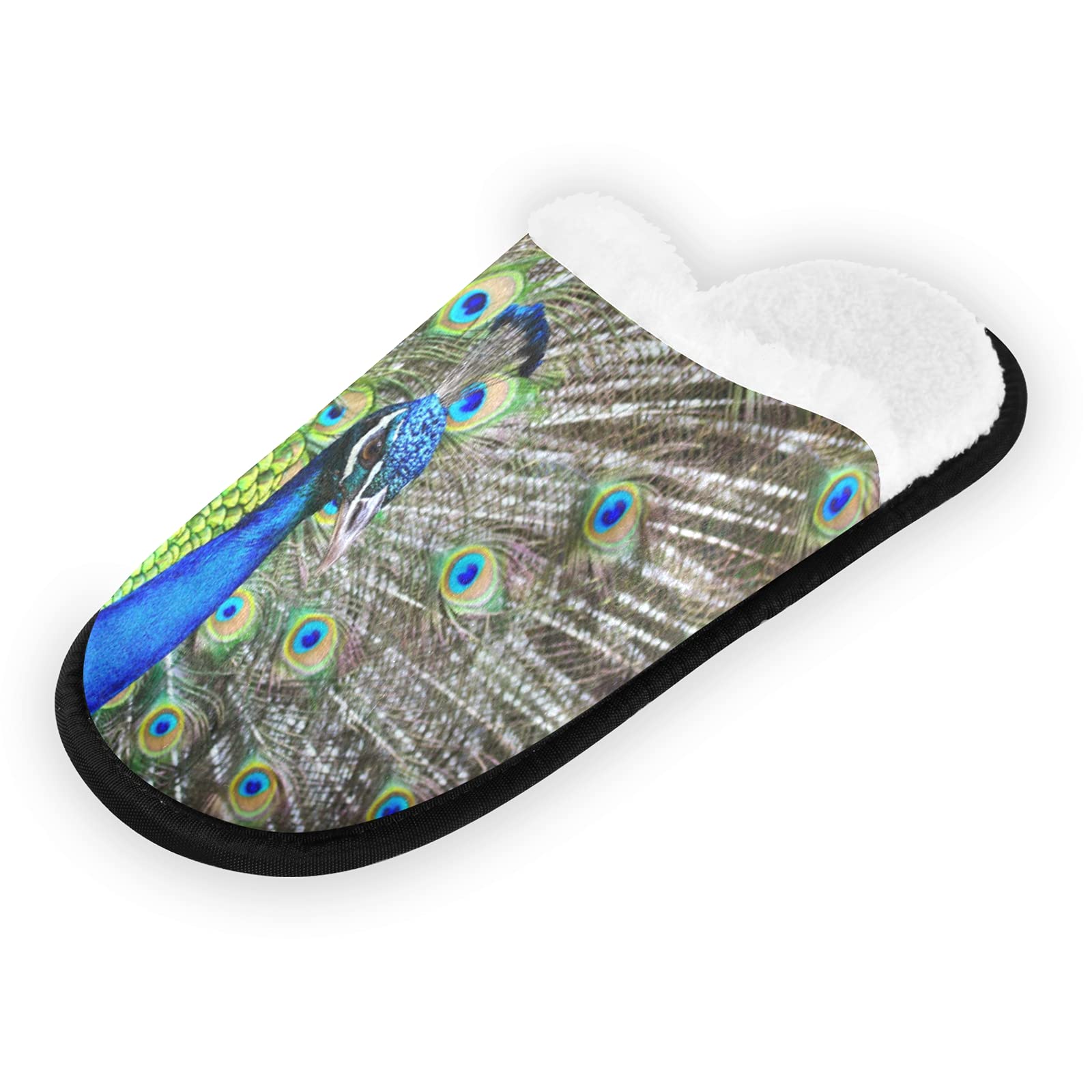 Comfy Green Peacock Slippers for Women, Men & Kids - Soft Coral Fleece Indoor House Shoes for Bedroom & Lounge Wear